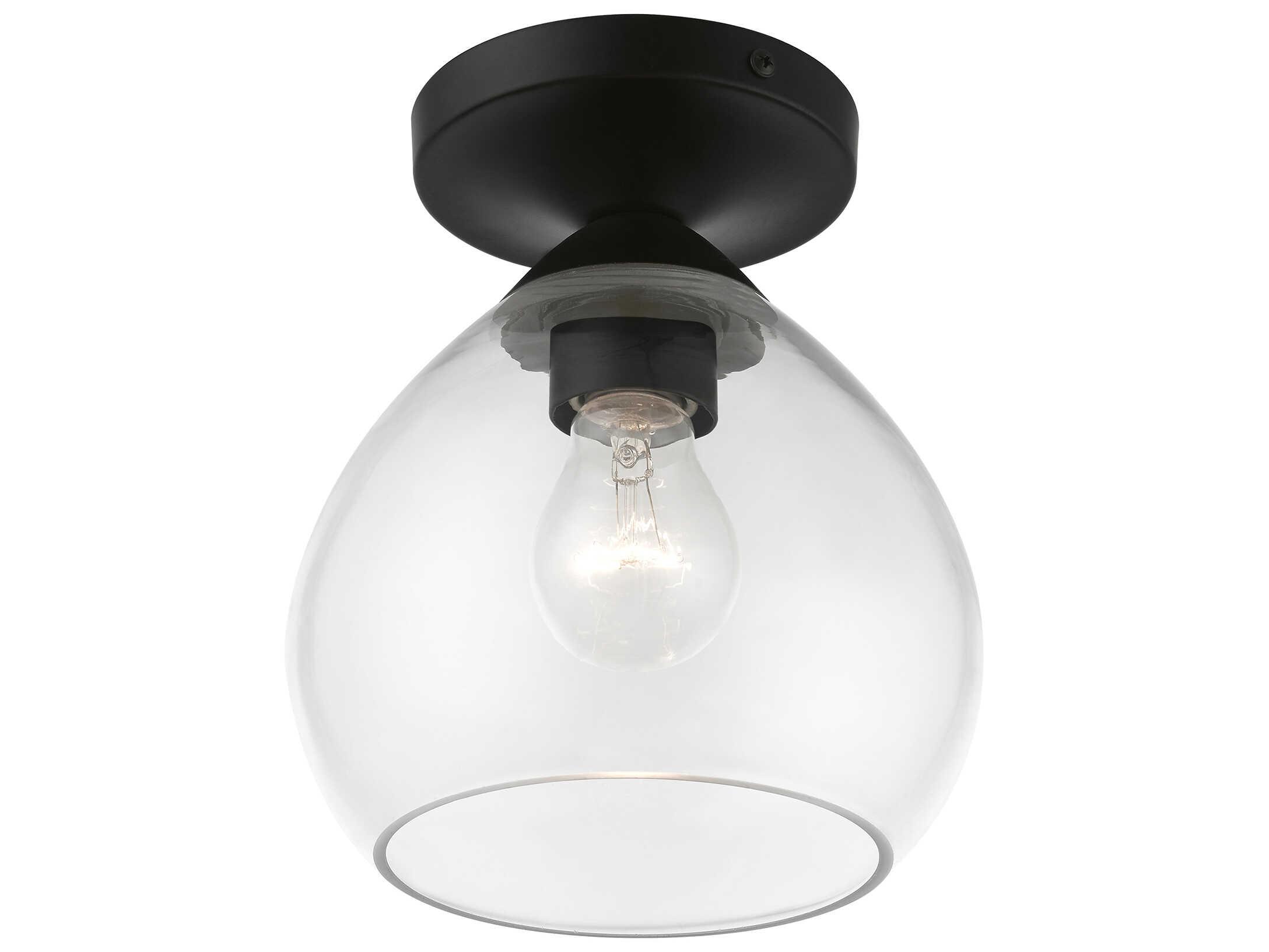 Livex Lighting Catania 1-Light Black Glass Bell Semi Flush Mount