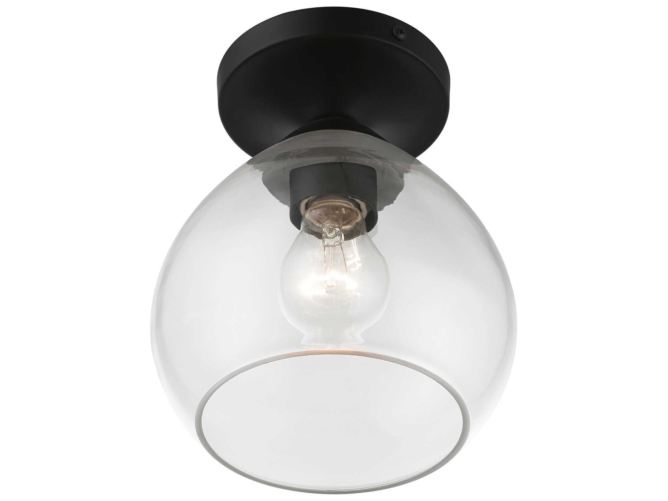 Livex Lighting Catania 1-Light Black Glass Bell Semi Flush Mount