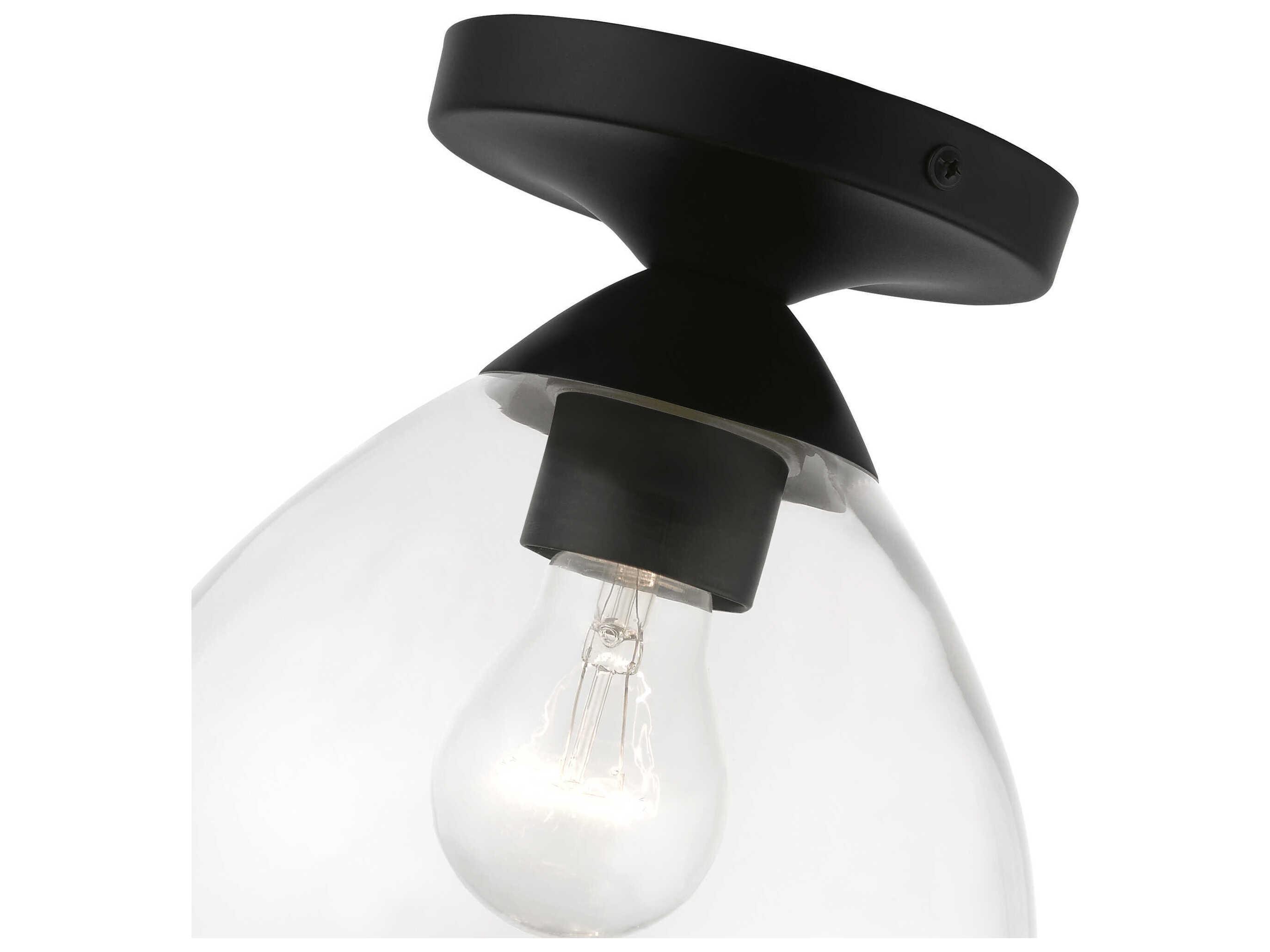 Livex Lighting Catania 1-Light Black Glass Bell Semi Flush Mount