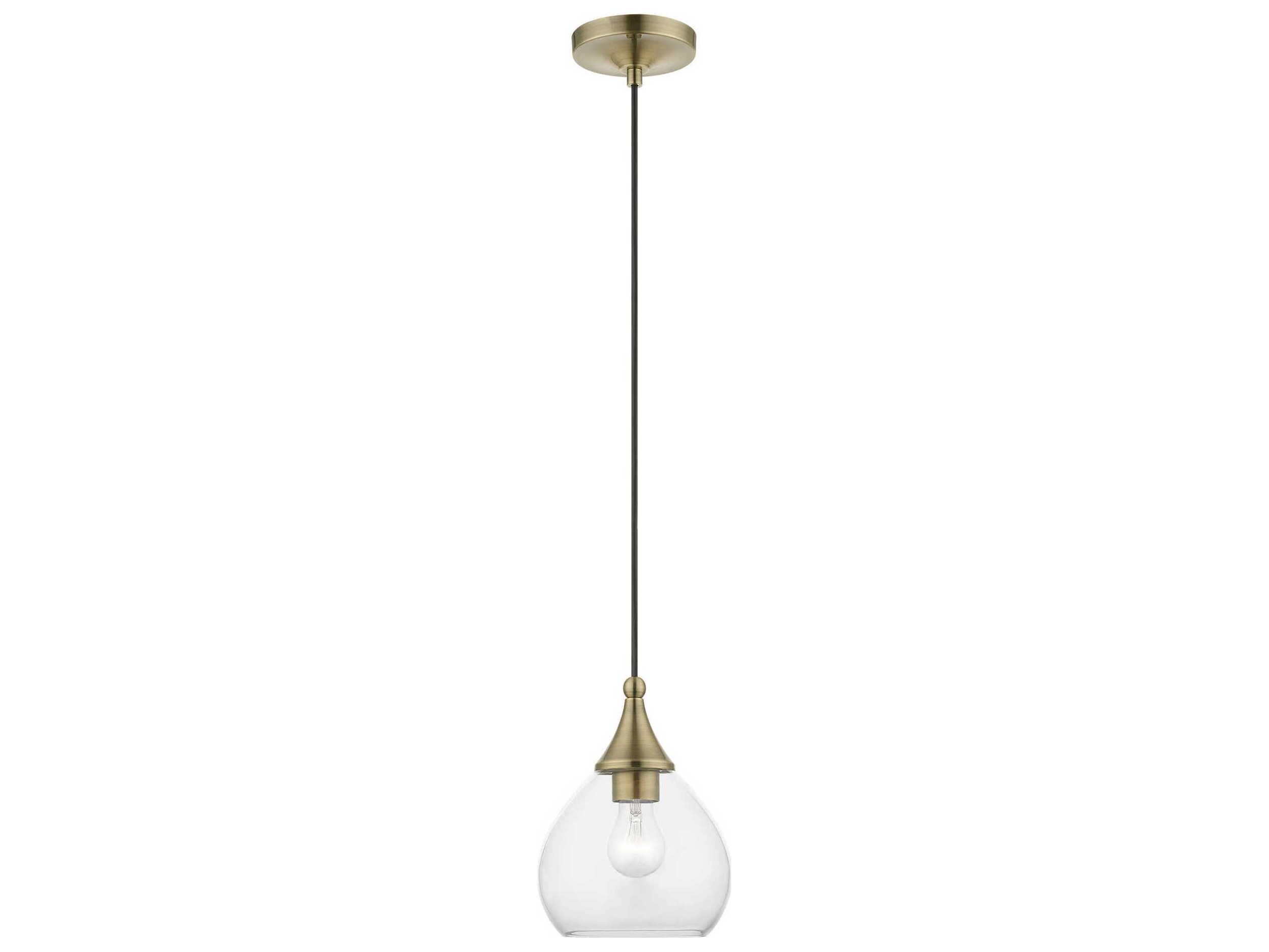 Livex Lighting Catania 1-Light Antique Brass Glass Bell Mini Pendant