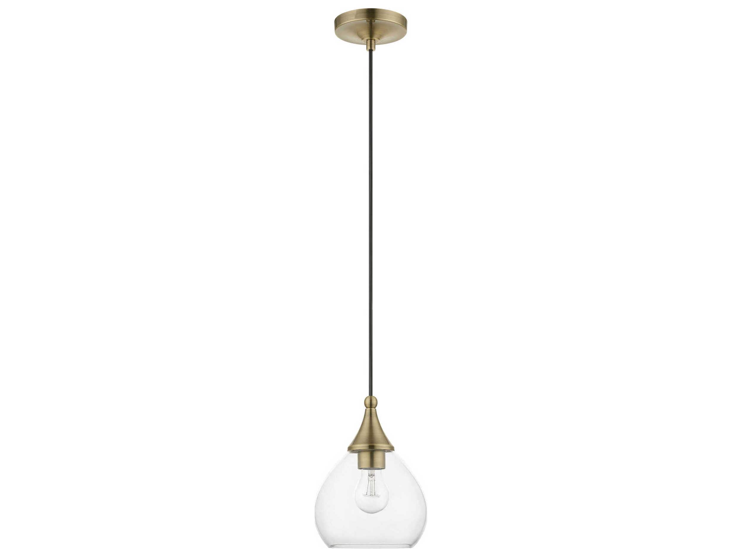 Livex Lighting Catania 1-Light Antique Brass Glass Bell Mini Pendant