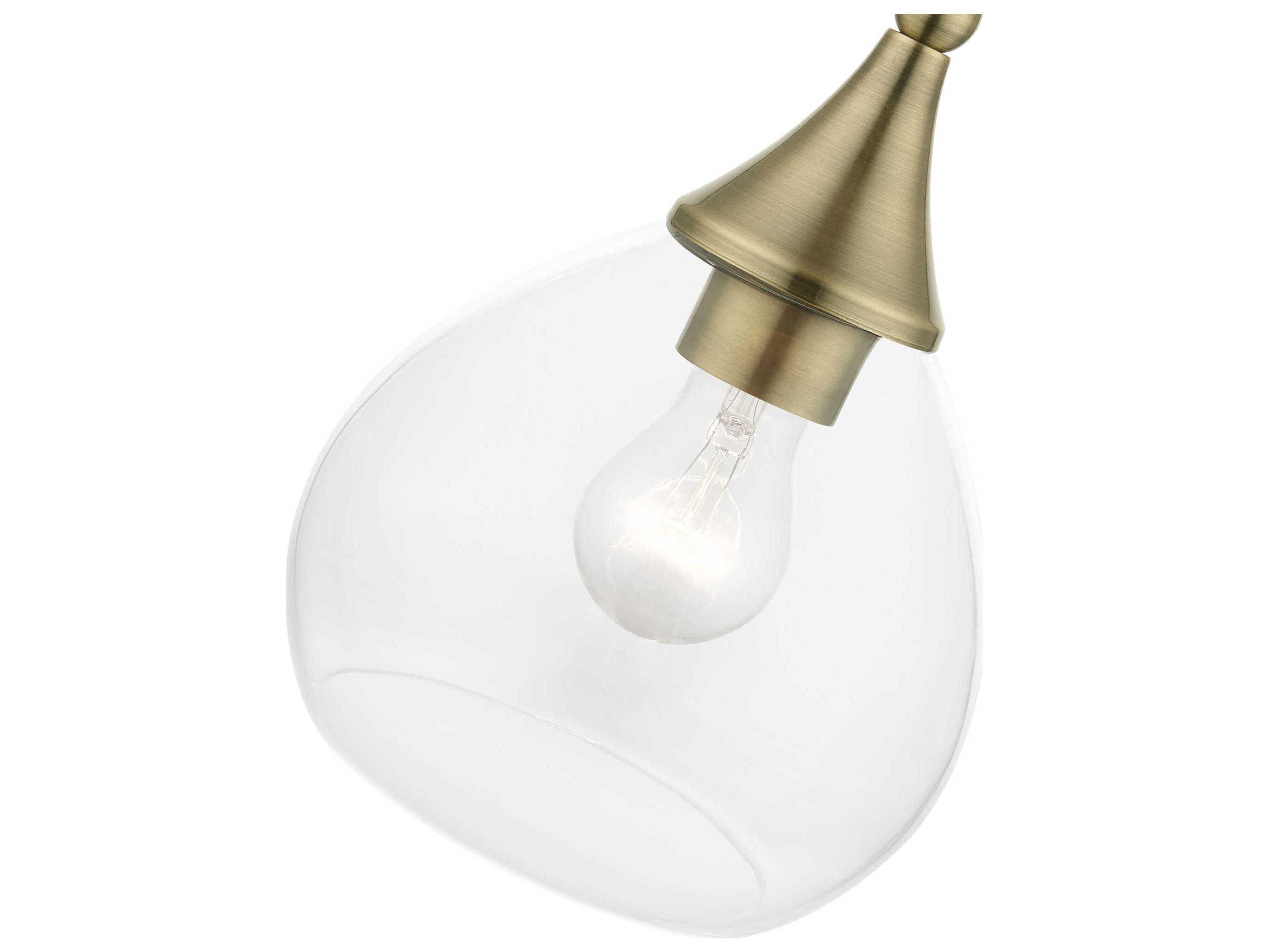Livex Lighting Catania 1-Light Antique Brass Glass Bell Mini Pendant