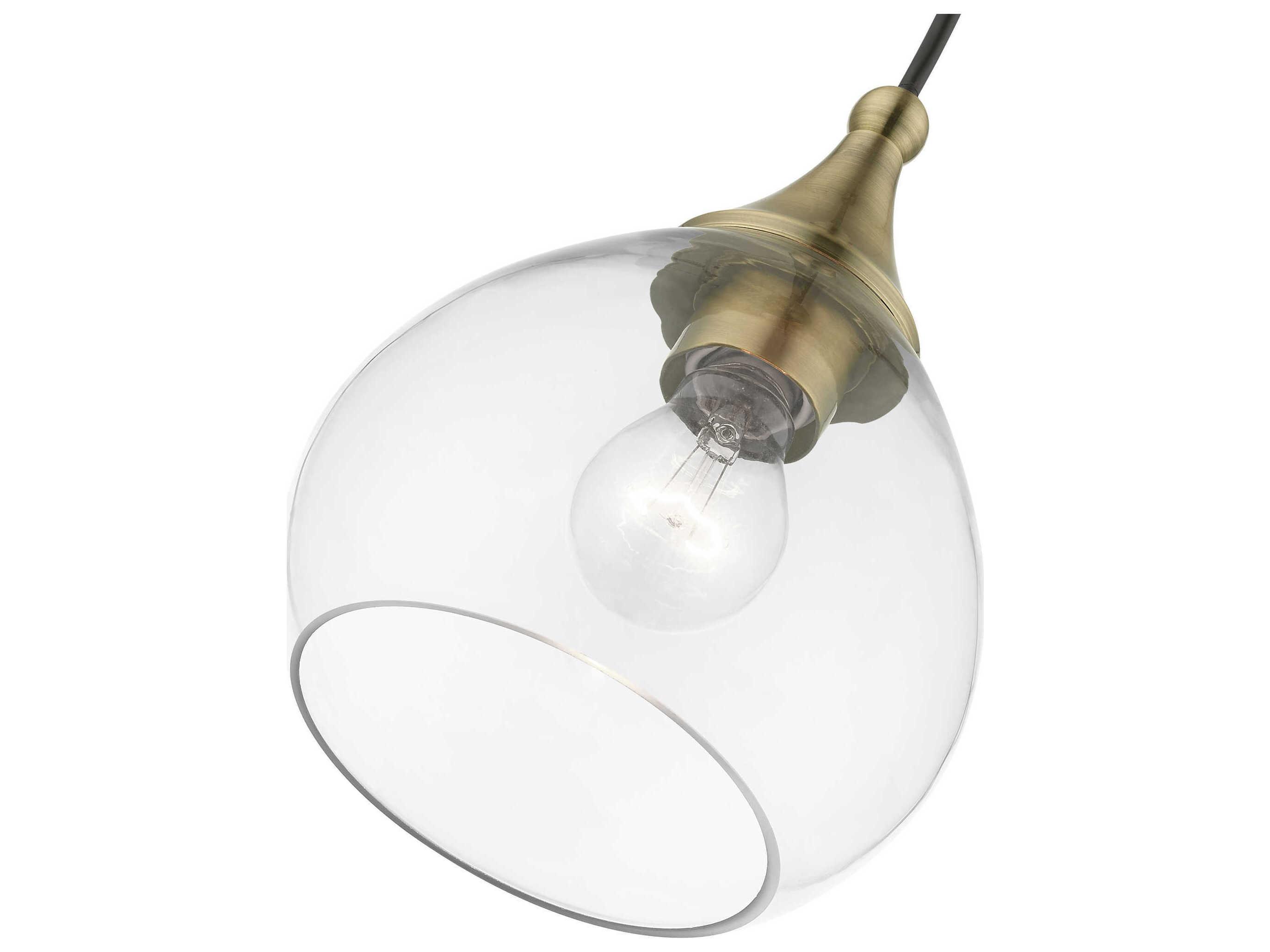 Livex Lighting Catania 1-Light Antique Brass Glass Bell Mini Pendant