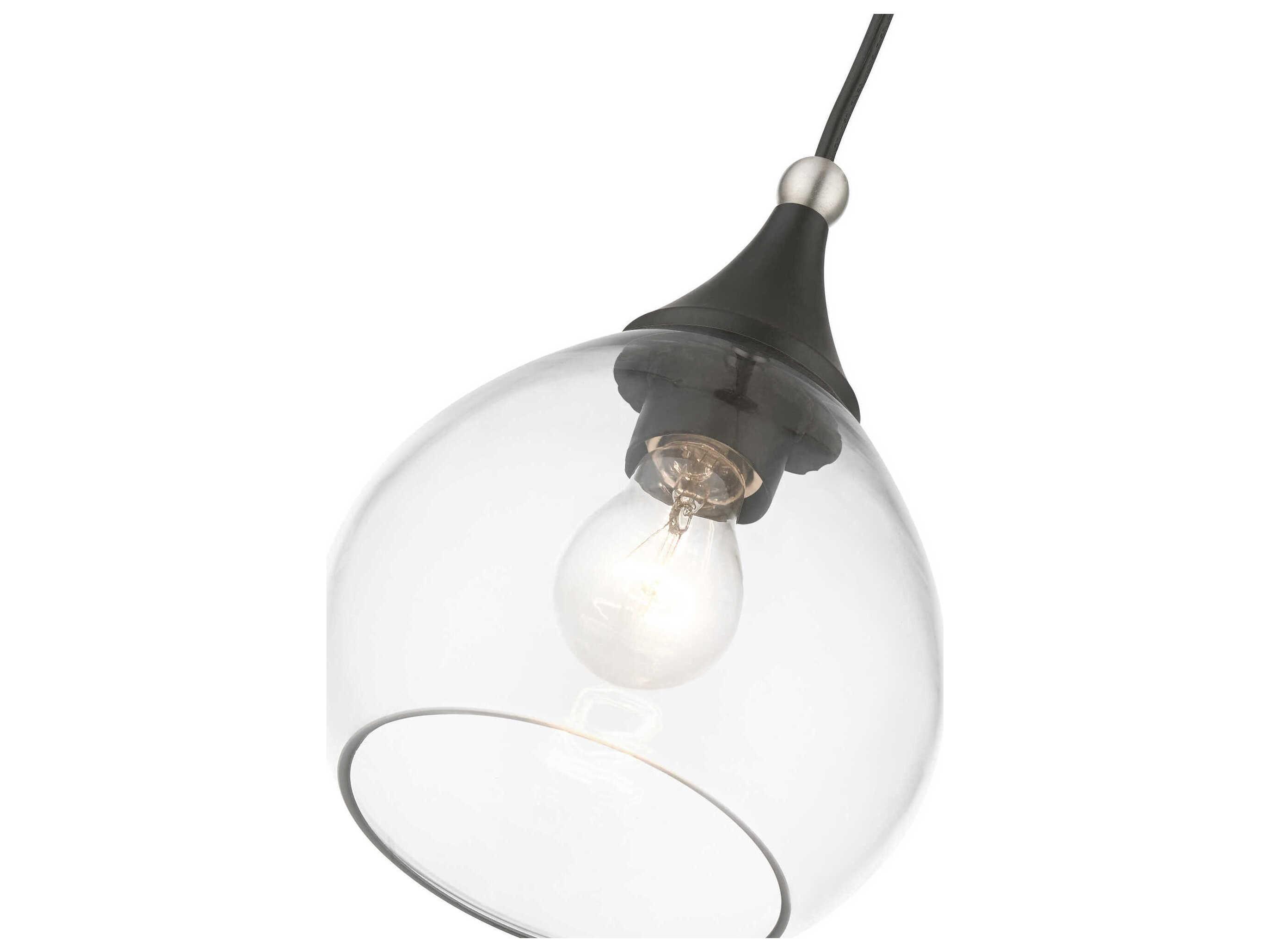Livex Lighting Catania 1-Light Black Brushed Nickel Glass Bell Mini Pendant
