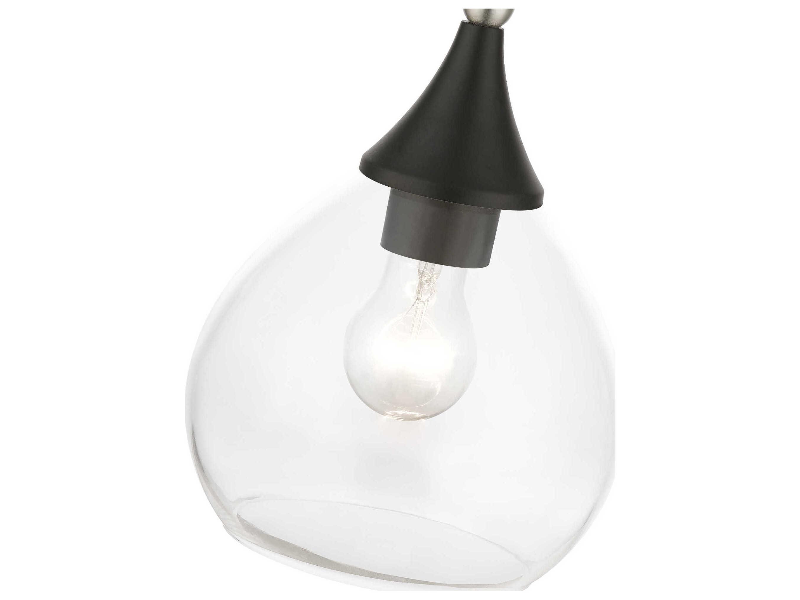 Livex Lighting Catania 1-Light Black Brushed Nickel Glass Bell Mini Pendant