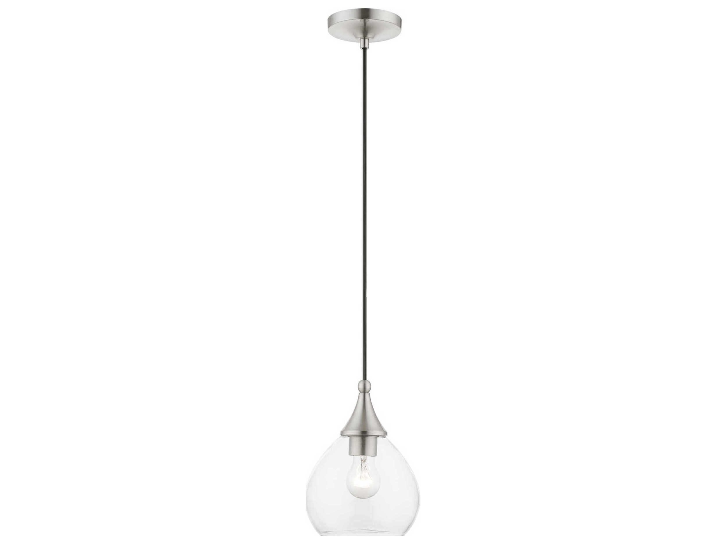 Livex Lighting Catania 1-Light Brushed Nickel Glass Bell Mini Pendant