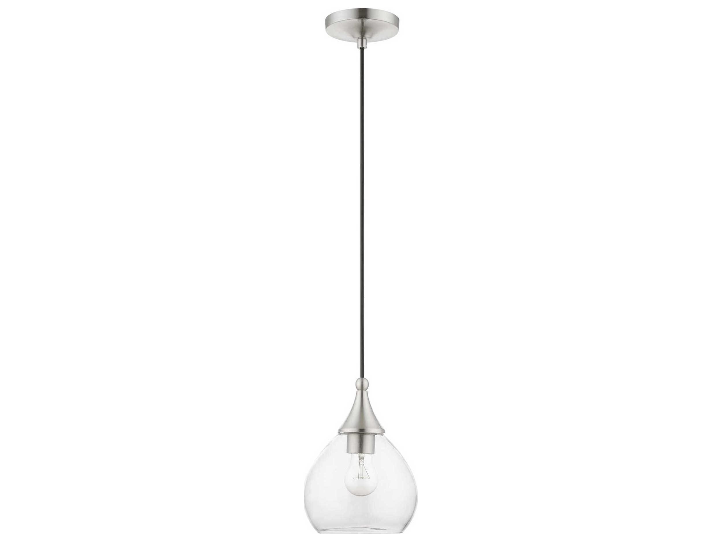 Livex Lighting Catania 1-Light Brushed Nickel Glass Bell Mini Pendant