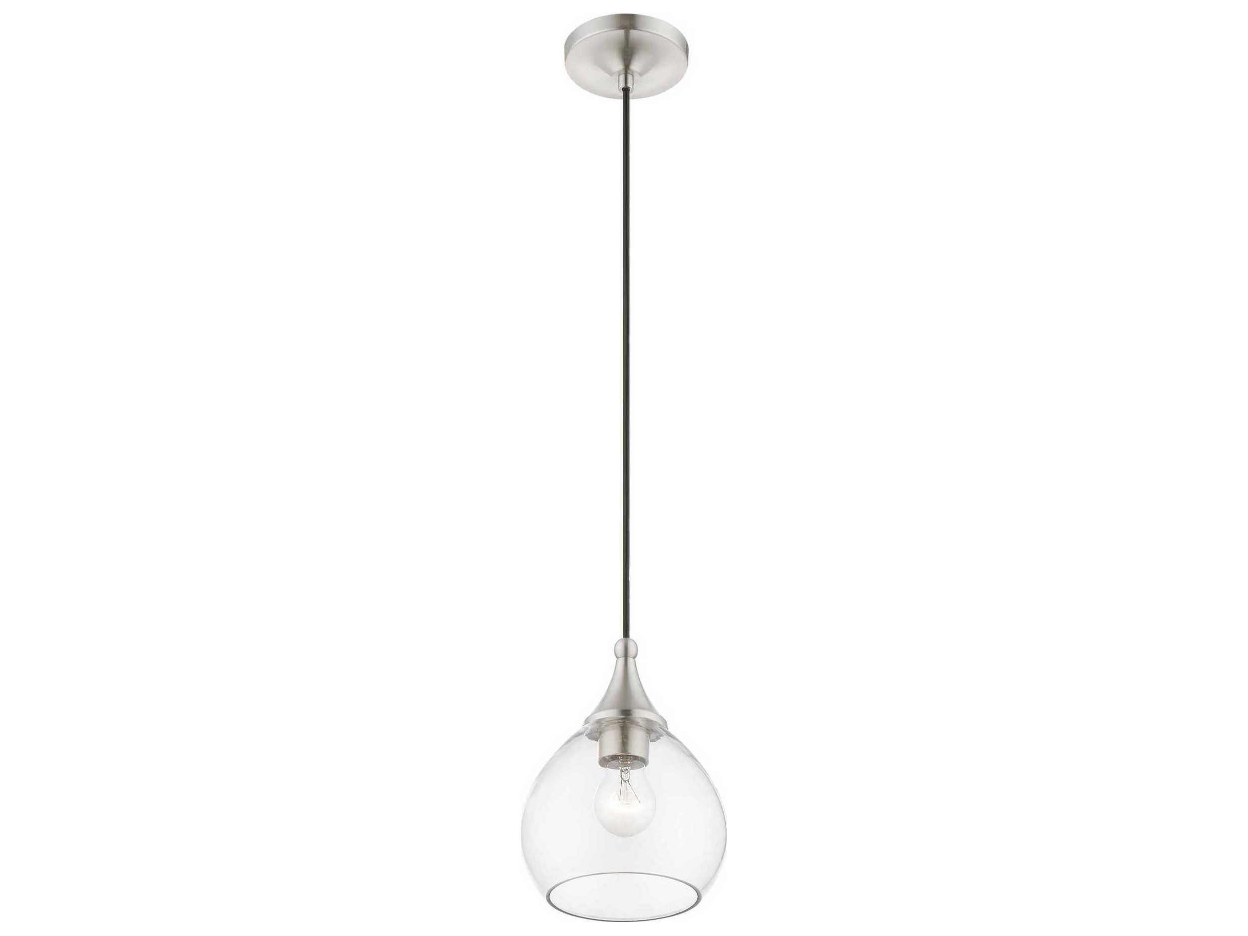 Livex Lighting Catania 1-Light Brushed Nickel Glass Bell Mini Pendant