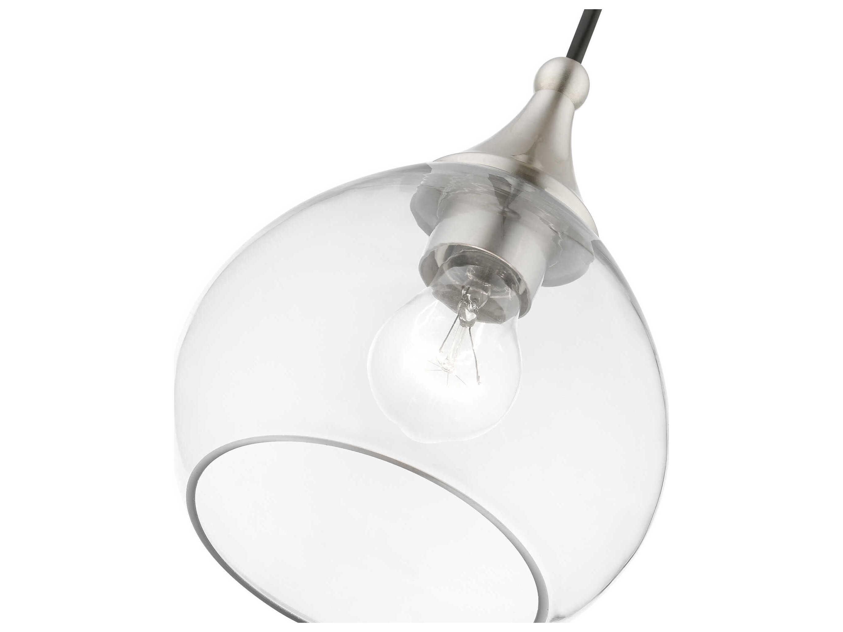 Livex Lighting Catania 1-Light Brushed Nickel Glass Bell Mini Pendant