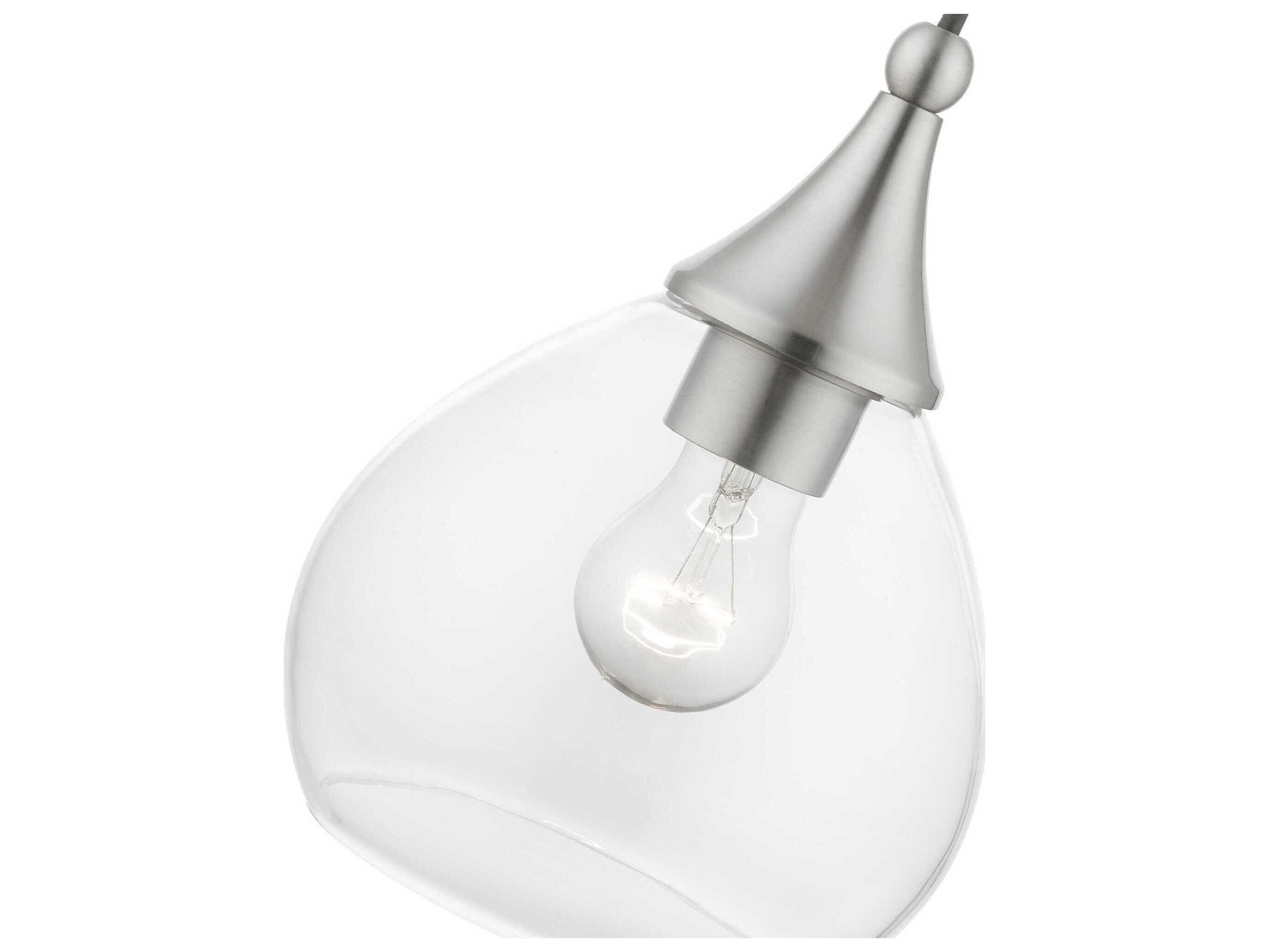 Livex Lighting Catania 1-Light Brushed Nickel Glass Bell Mini Pendant