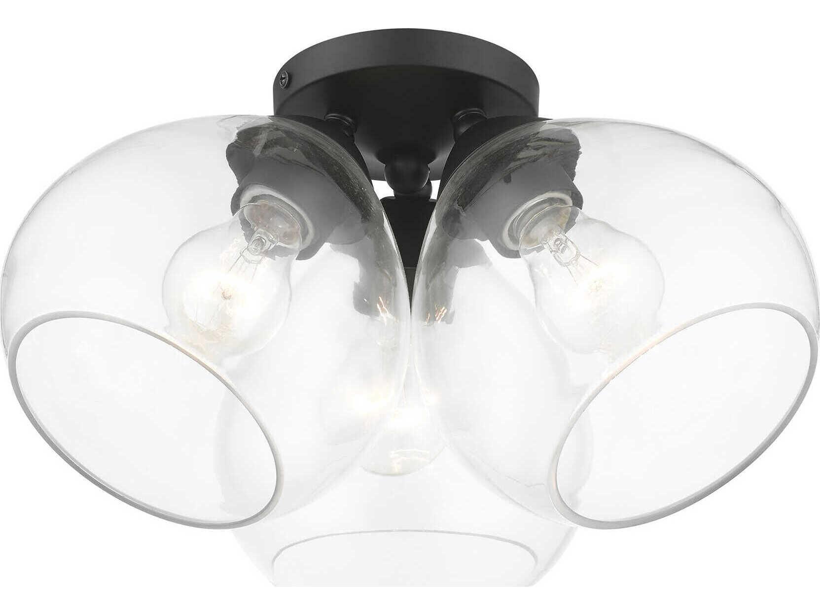 Livex Lighting Catania 3-Light Black Glass Bell Semi Flush Mount
