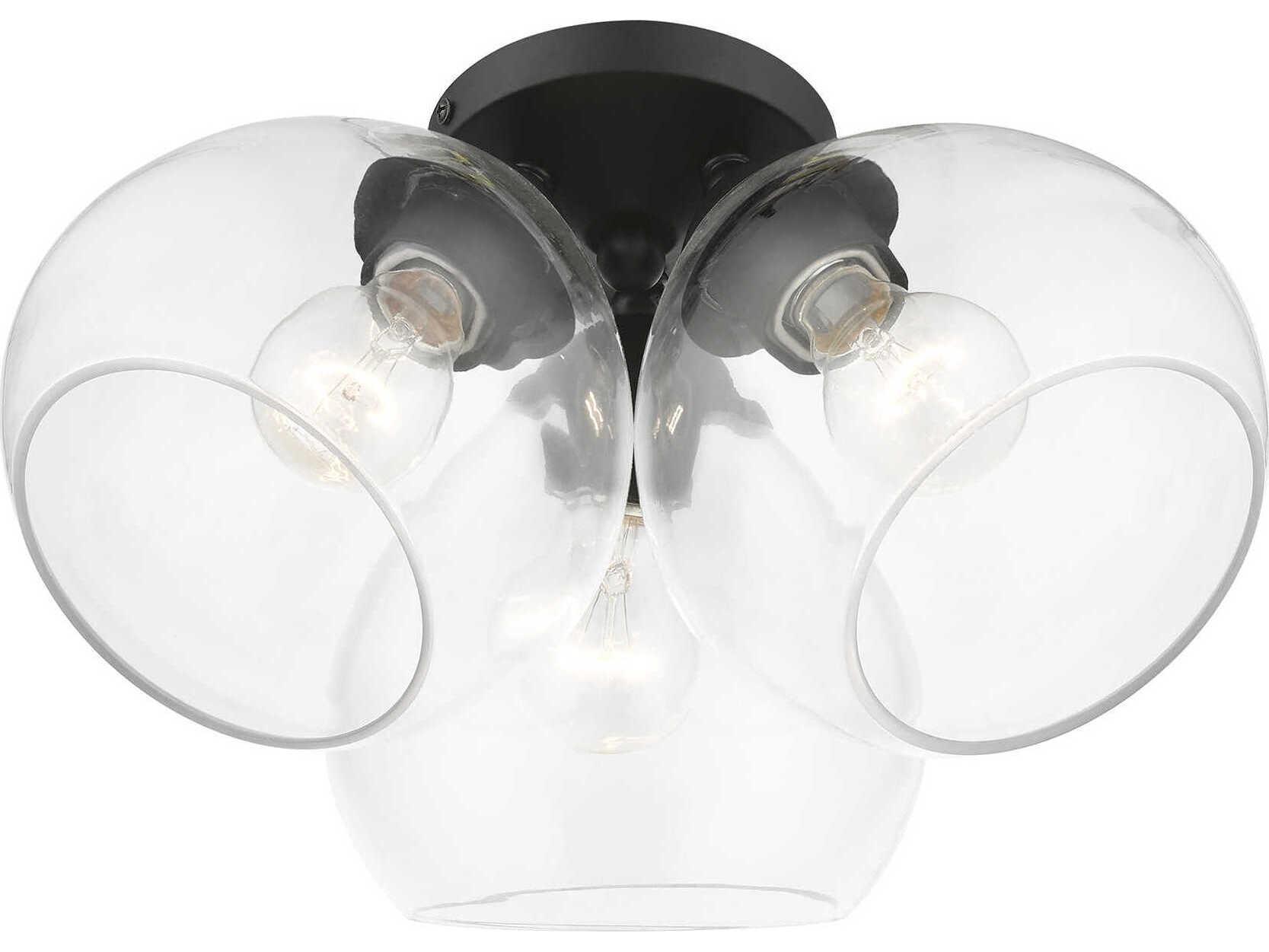 Livex Lighting Catania 3-Light Black Glass Bell Semi Flush Mount