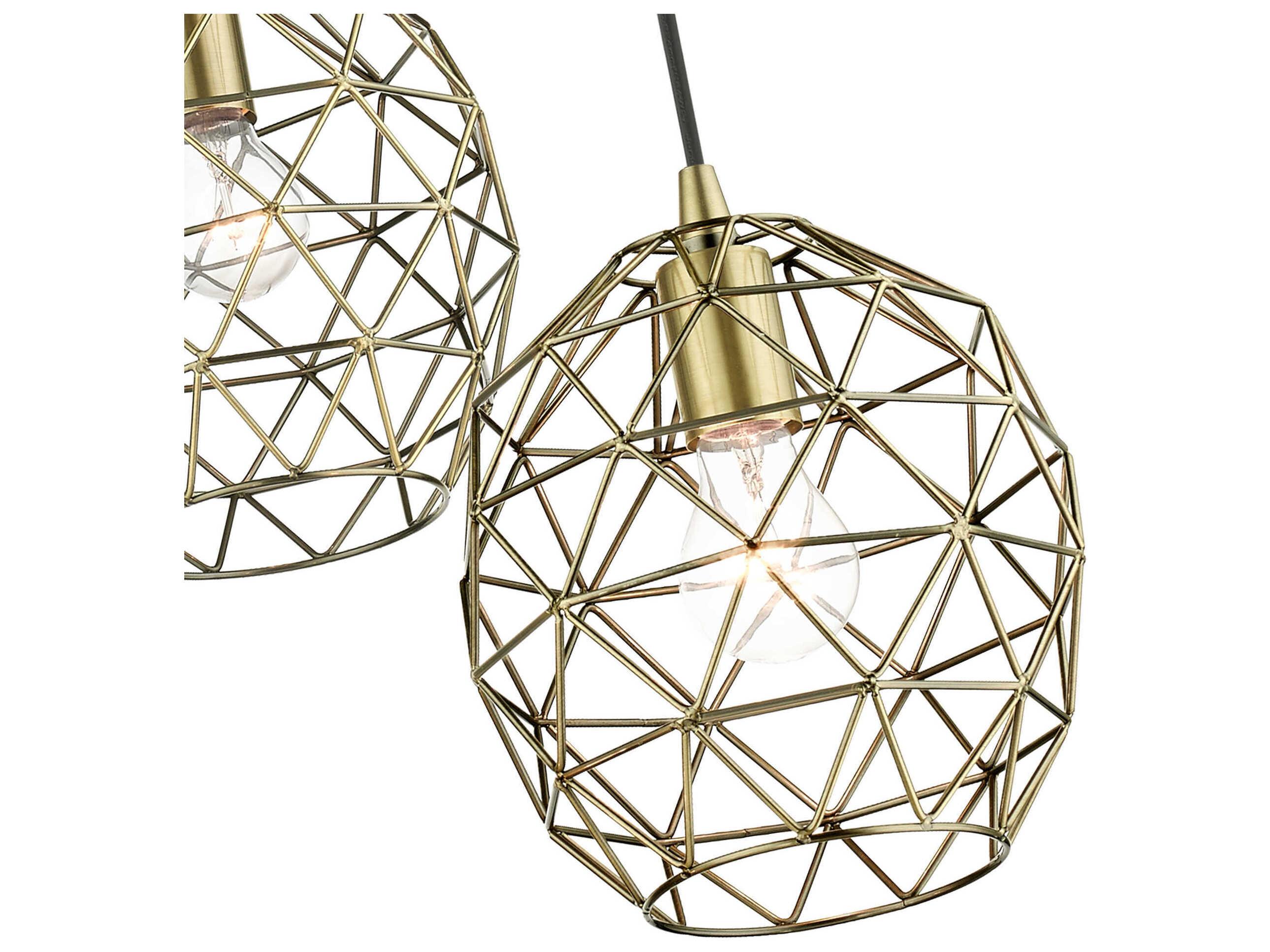 Livex Lighting Geometric 3-Light Antique Brass Bell Pendant