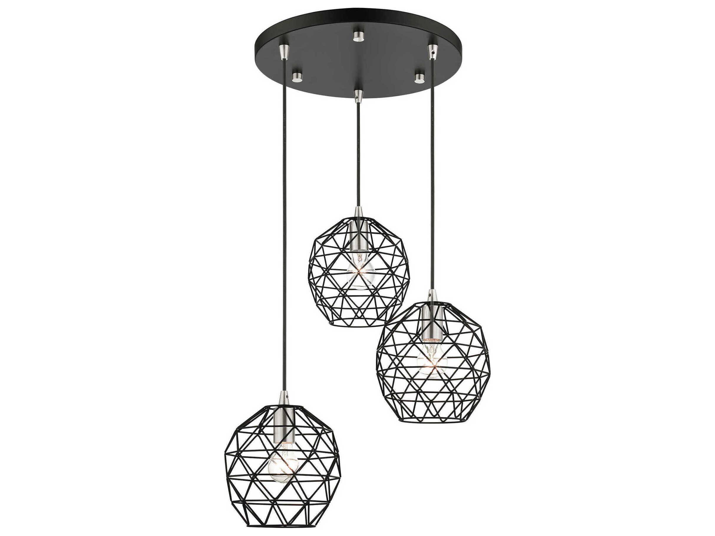 Livex Lighting Geometric 3-Light Black Bell Pendant