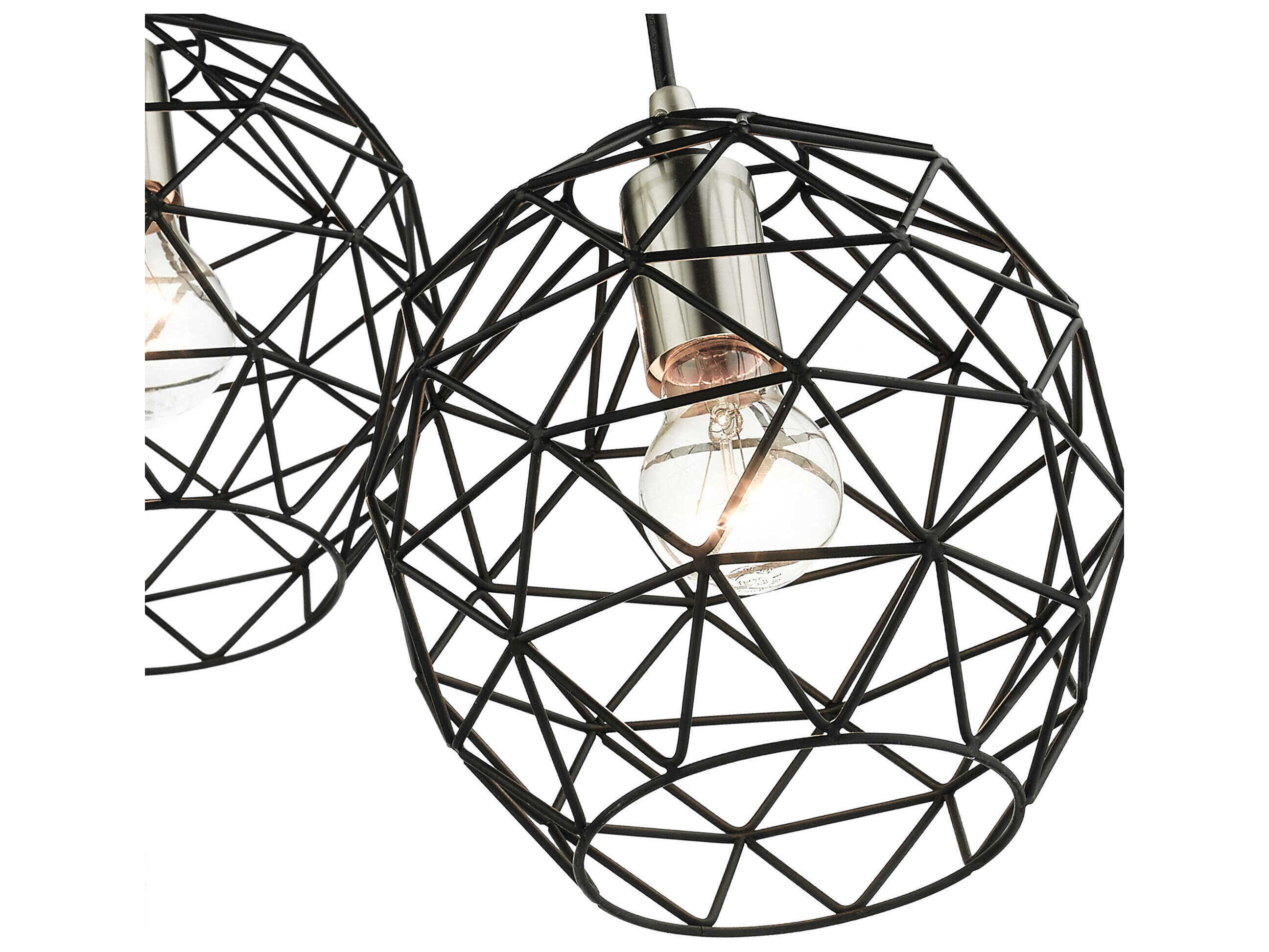 Livex Lighting Geometric 3-Light Black Bell Pendant