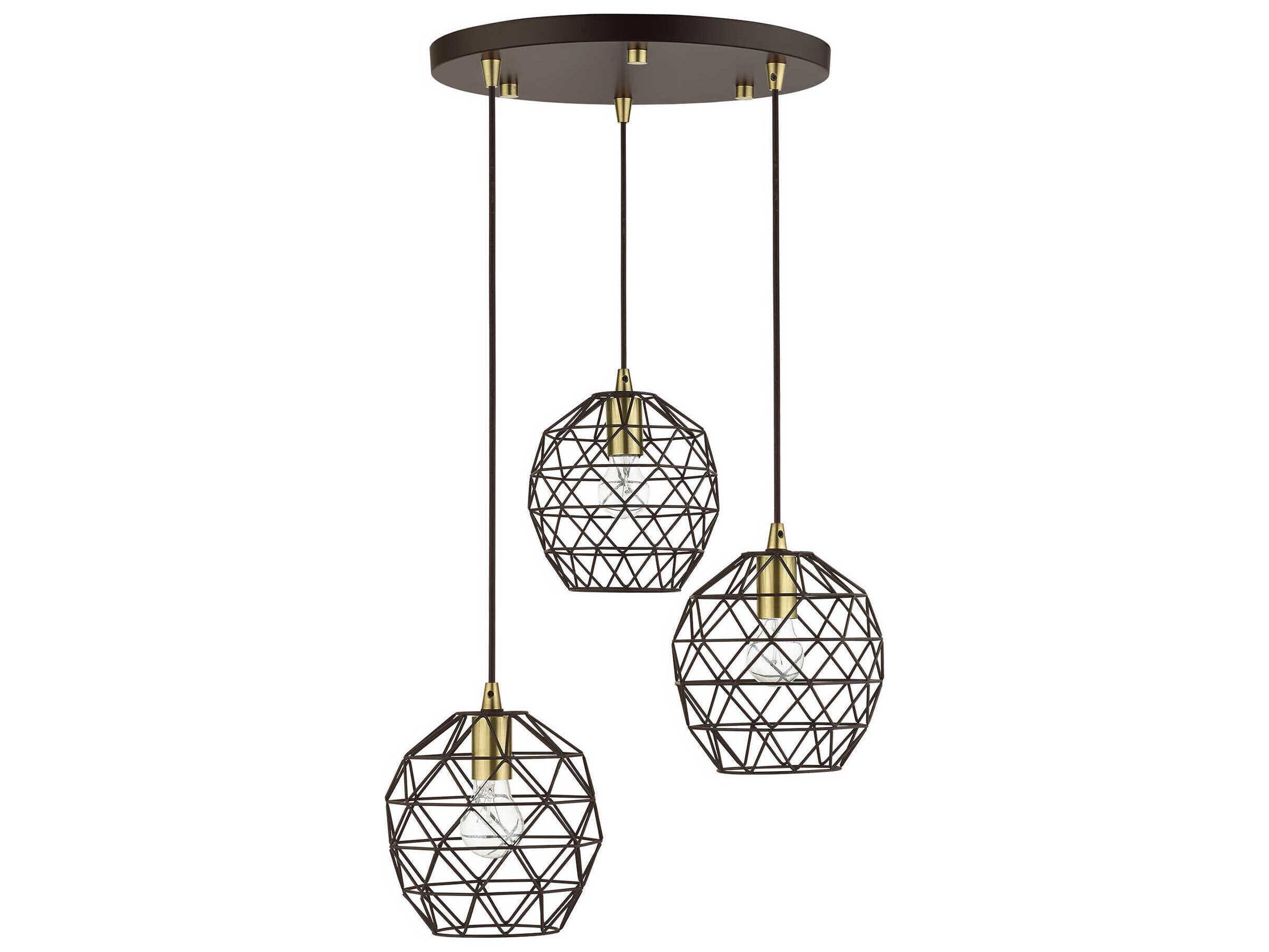 Livex Lighting Geometric 3-Light Bronze Bell Pendant