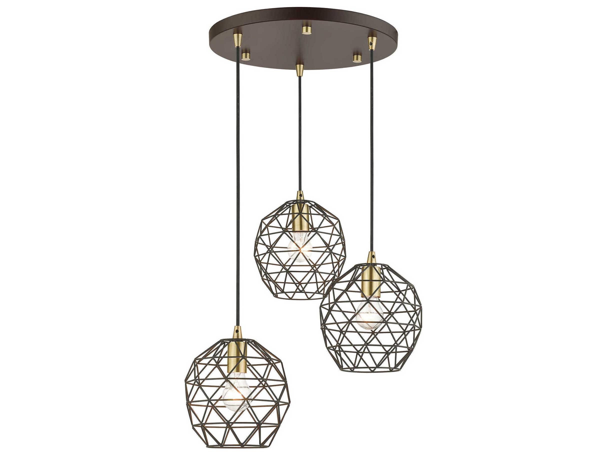 Livex Lighting Geometric 3-Light Bronze Bell Pendant