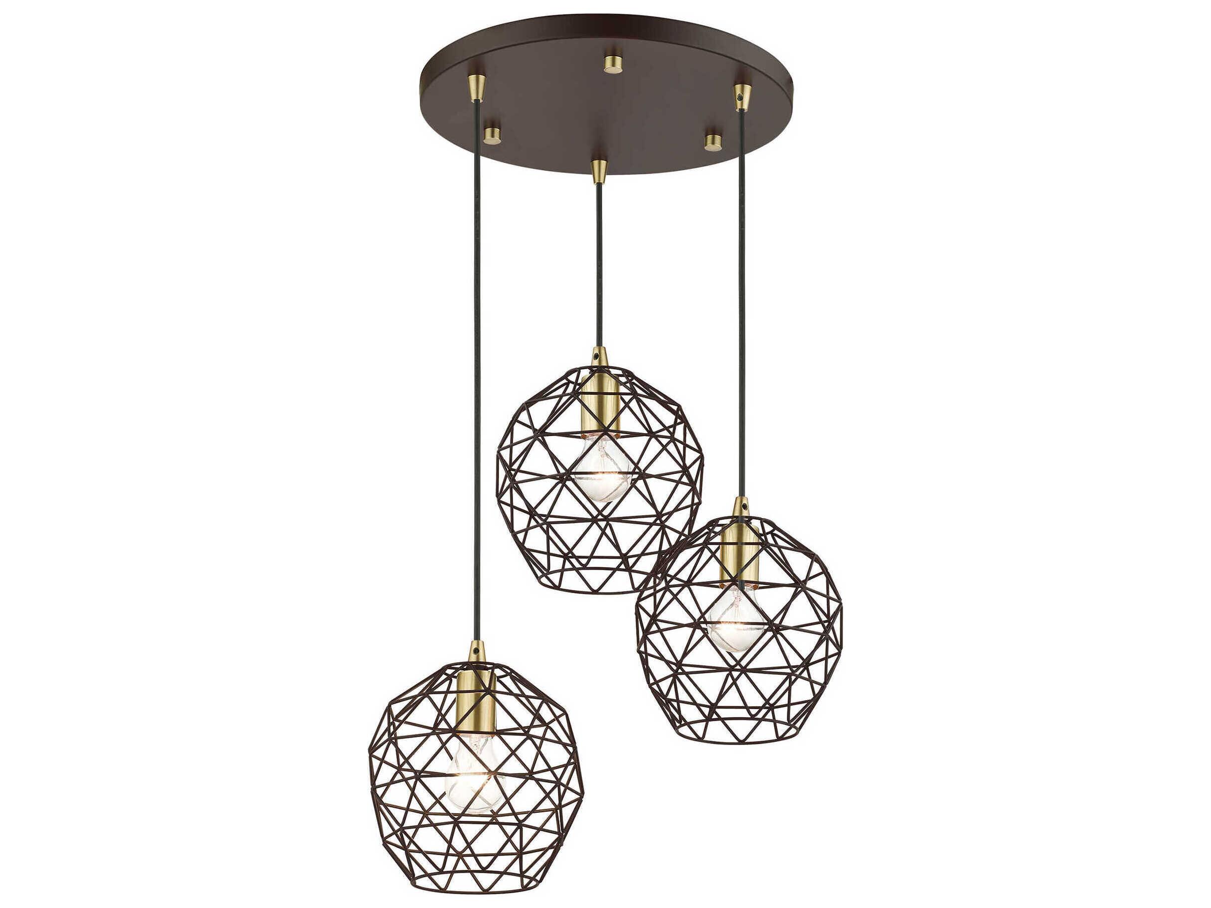 Livex Lighting Geometric 3-Light Bronze Bell Pendant