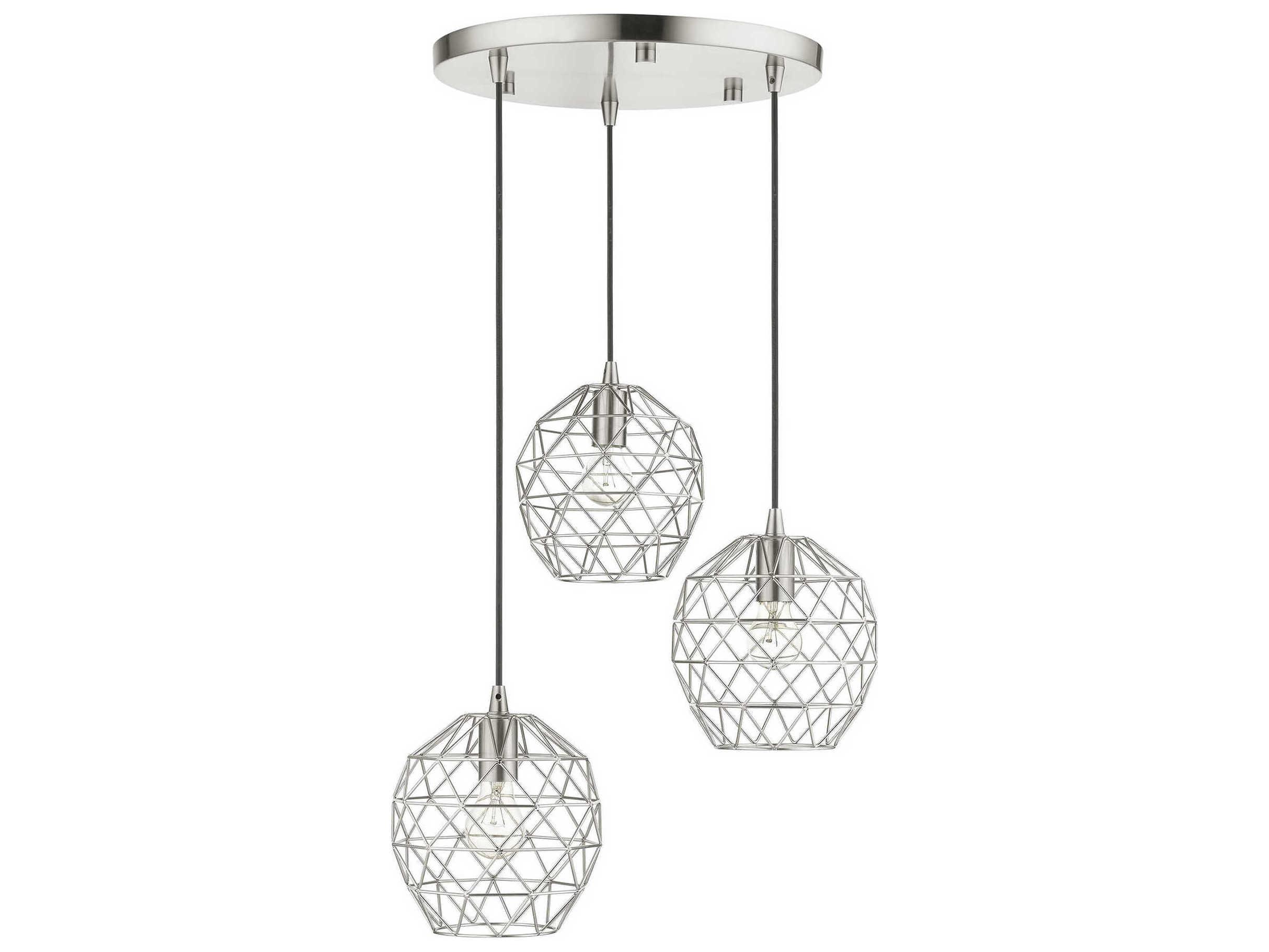 Livex Lighting Geometric 3-Light Brushed Nickel Bell Pendant