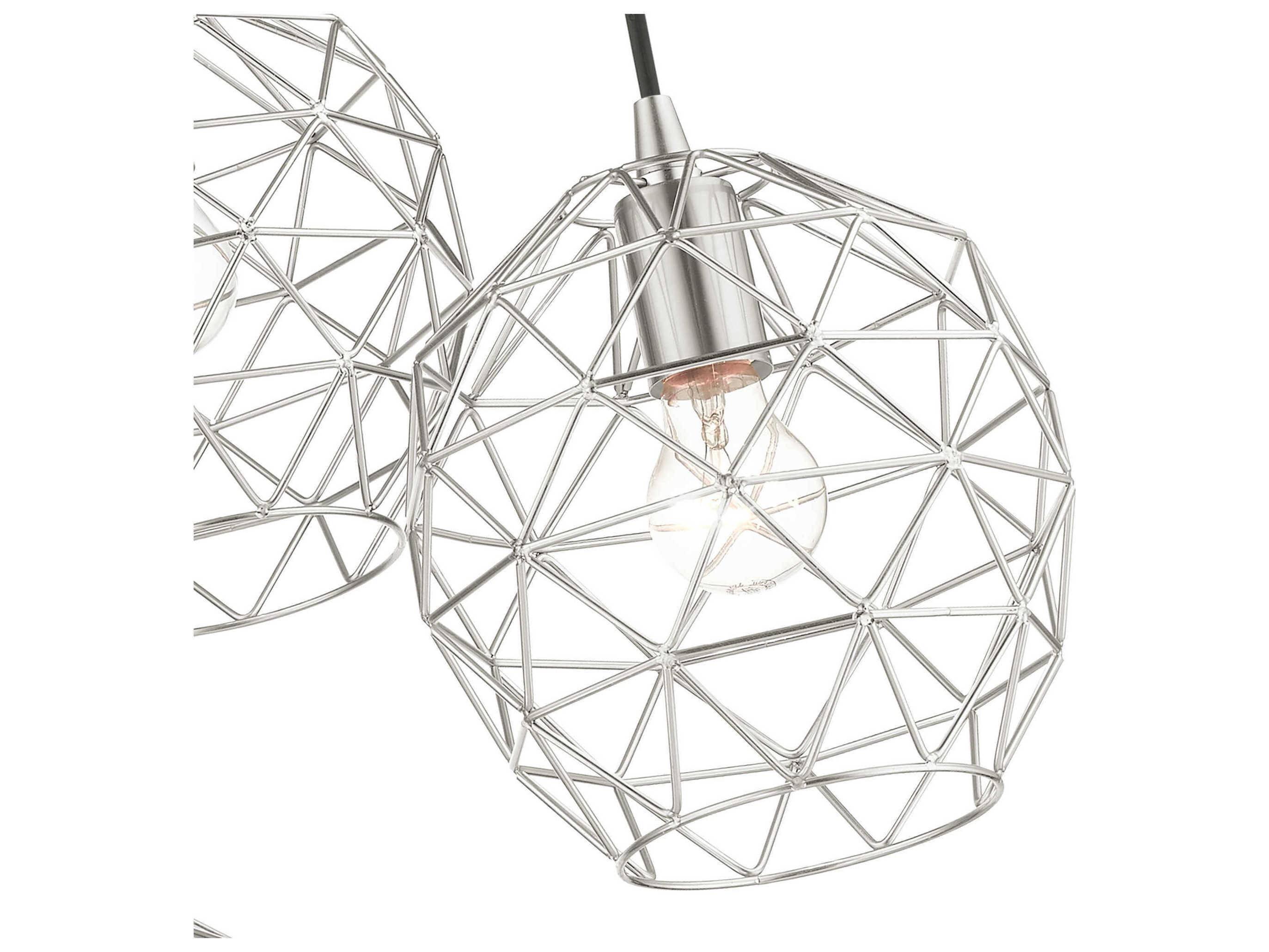 Livex Lighting Geometric 3-Light Brushed Nickel Bell Pendant