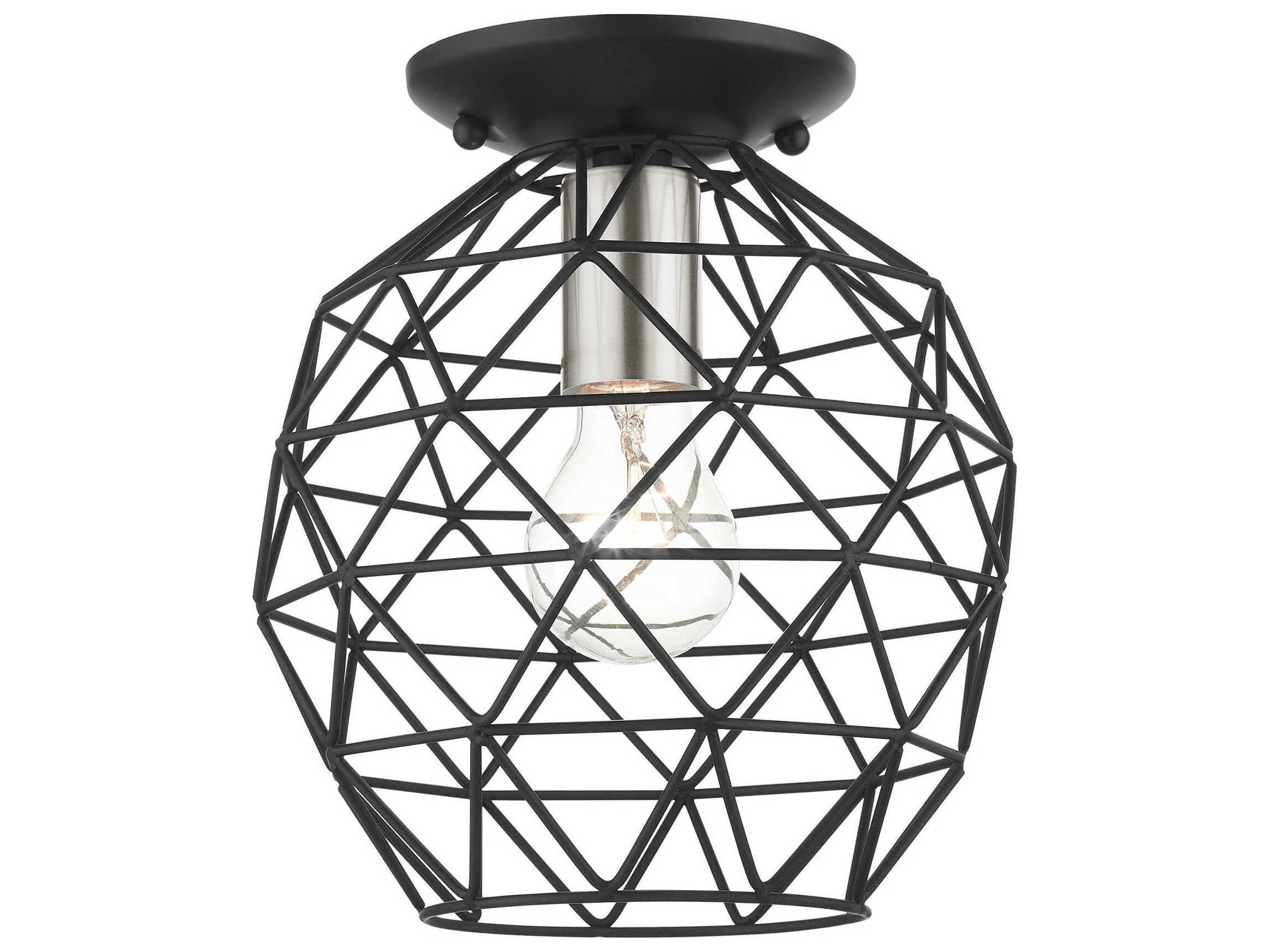 Livex Lighting Geometric 1-Light Black Bell Semi Flush Mount
