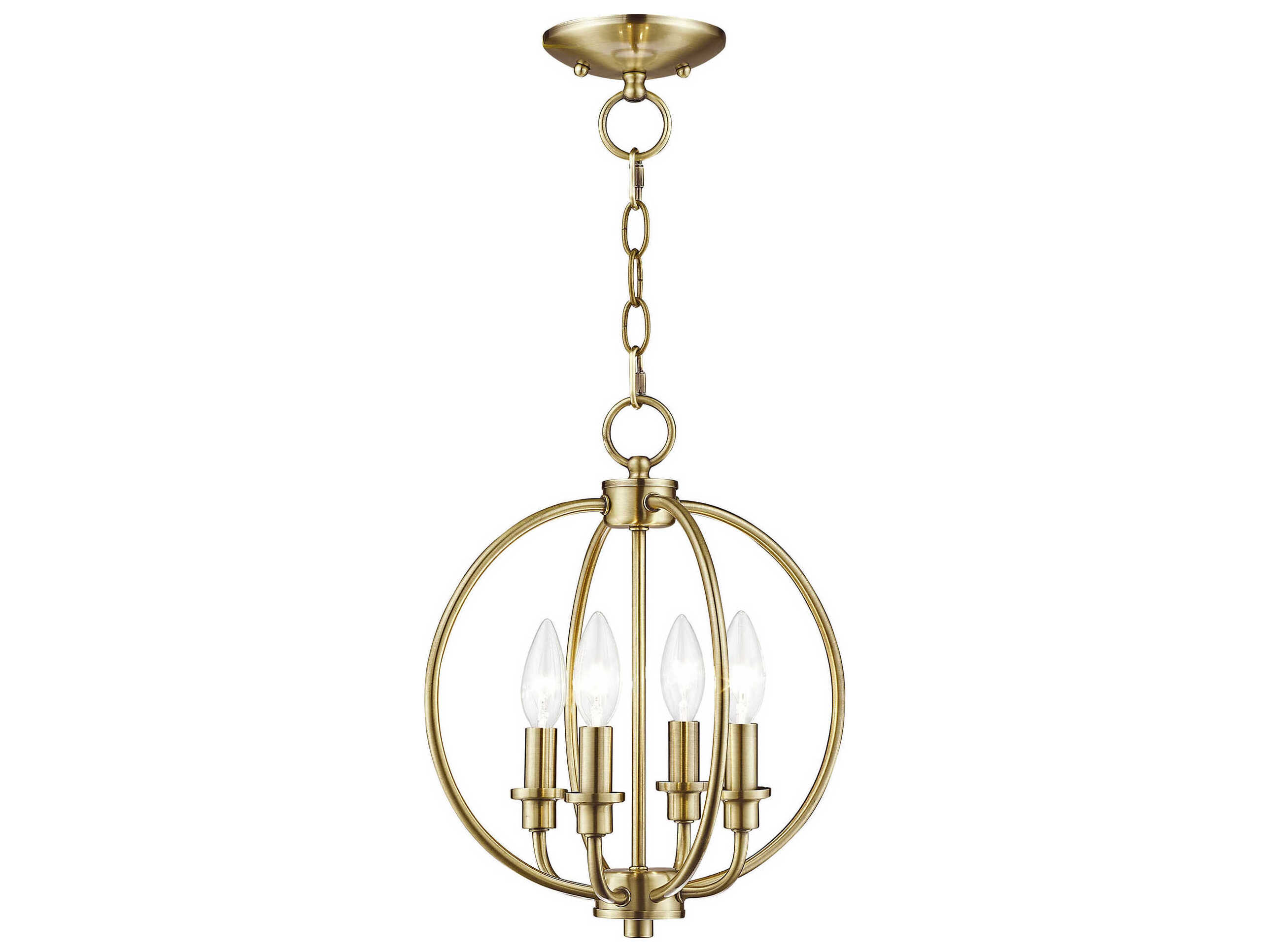 Livex Lighting Milania 4-Light Antique Brass Candelabra Lantern Chandelier