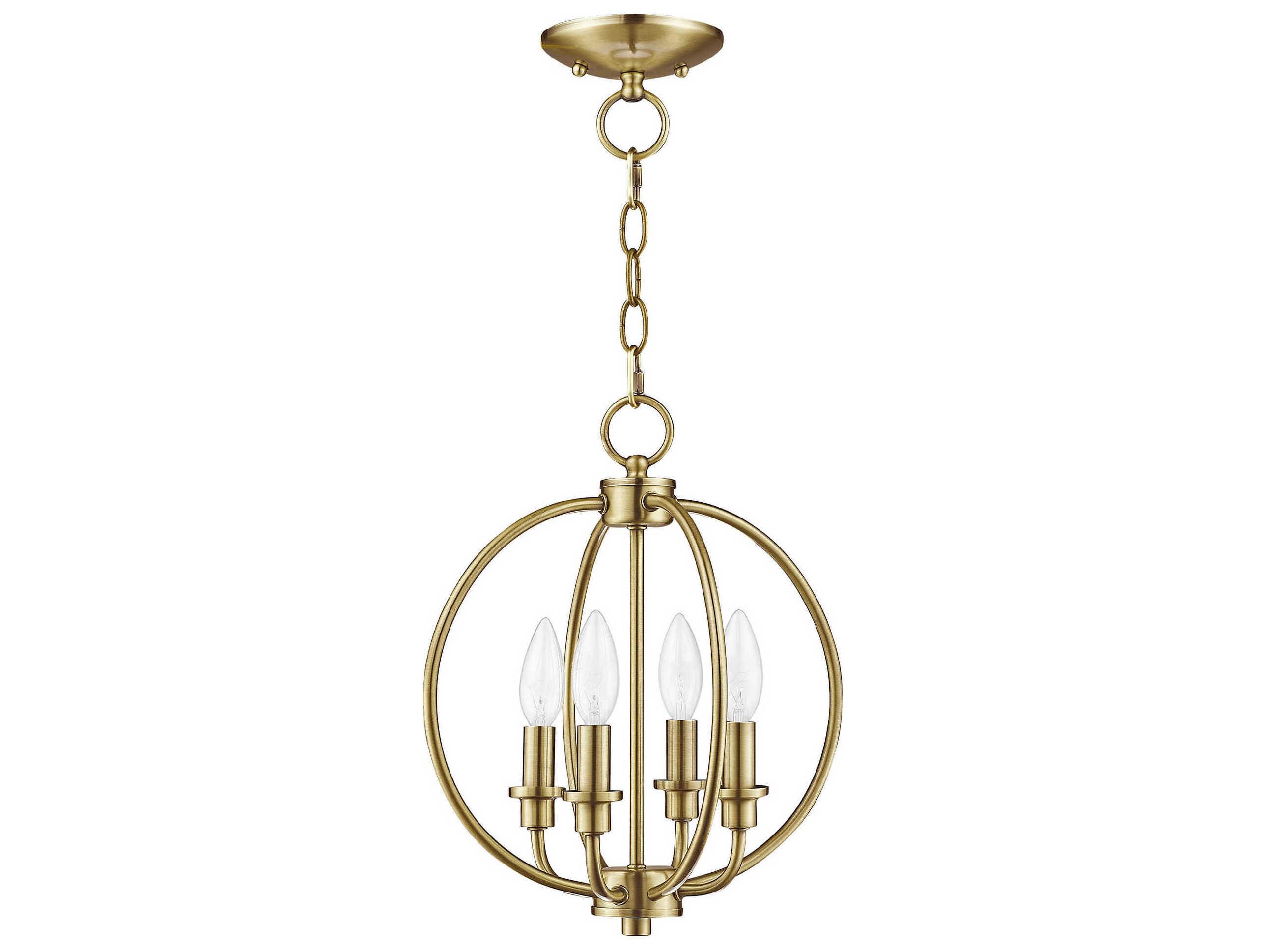Livex Lighting Milania 4-Light Antique Brass Candelabra Lantern Chandelier