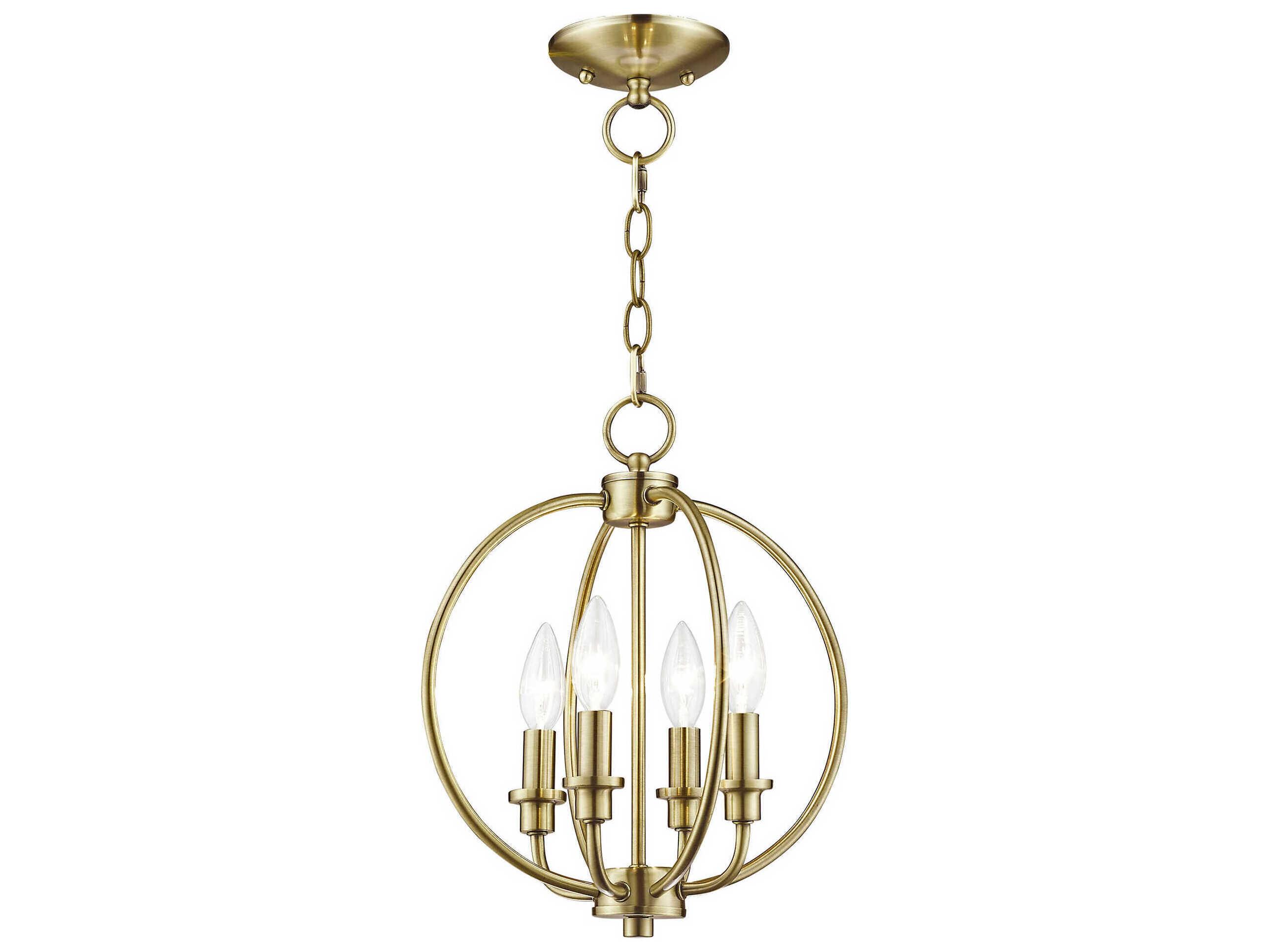 Livex Lighting Milania 4-Light Antique Brass Candelabra Lantern Chandelier