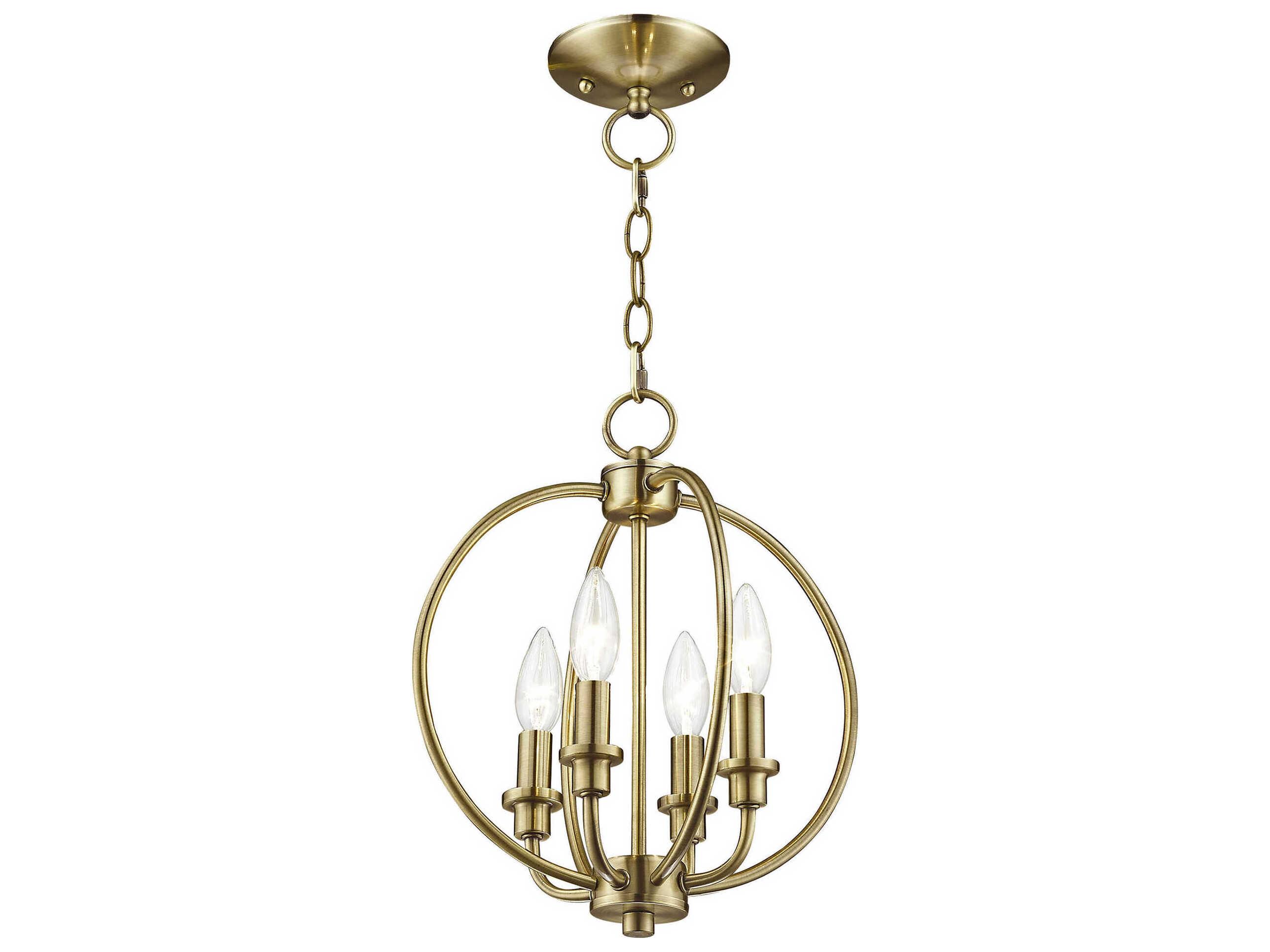 Livex Lighting Milania 4-Light Antique Brass Candelabra Lantern Chandelier