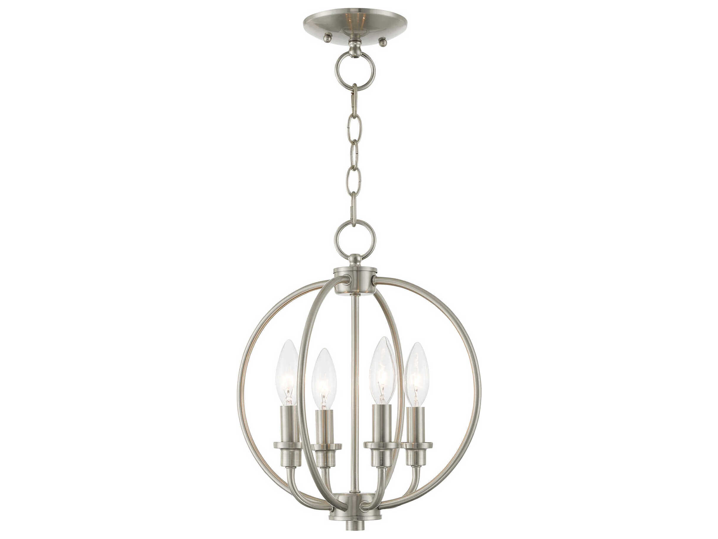 Livex Lighting Milania 4-Light Brushed Nickel Candelabra Lantern Chandelier