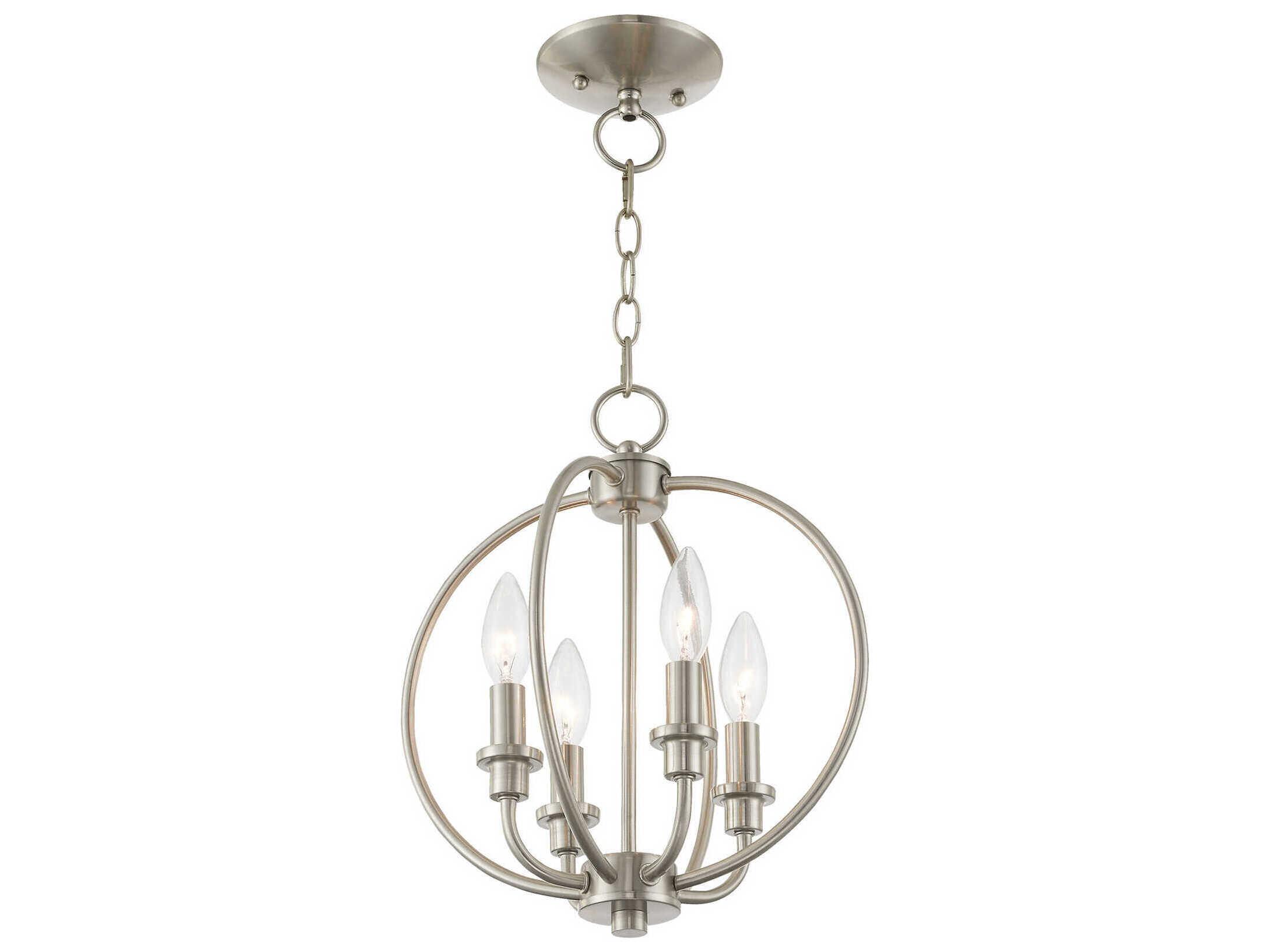 Livex Lighting Milania 4-Light Brushed Nickel Candelabra Lantern Chandelier