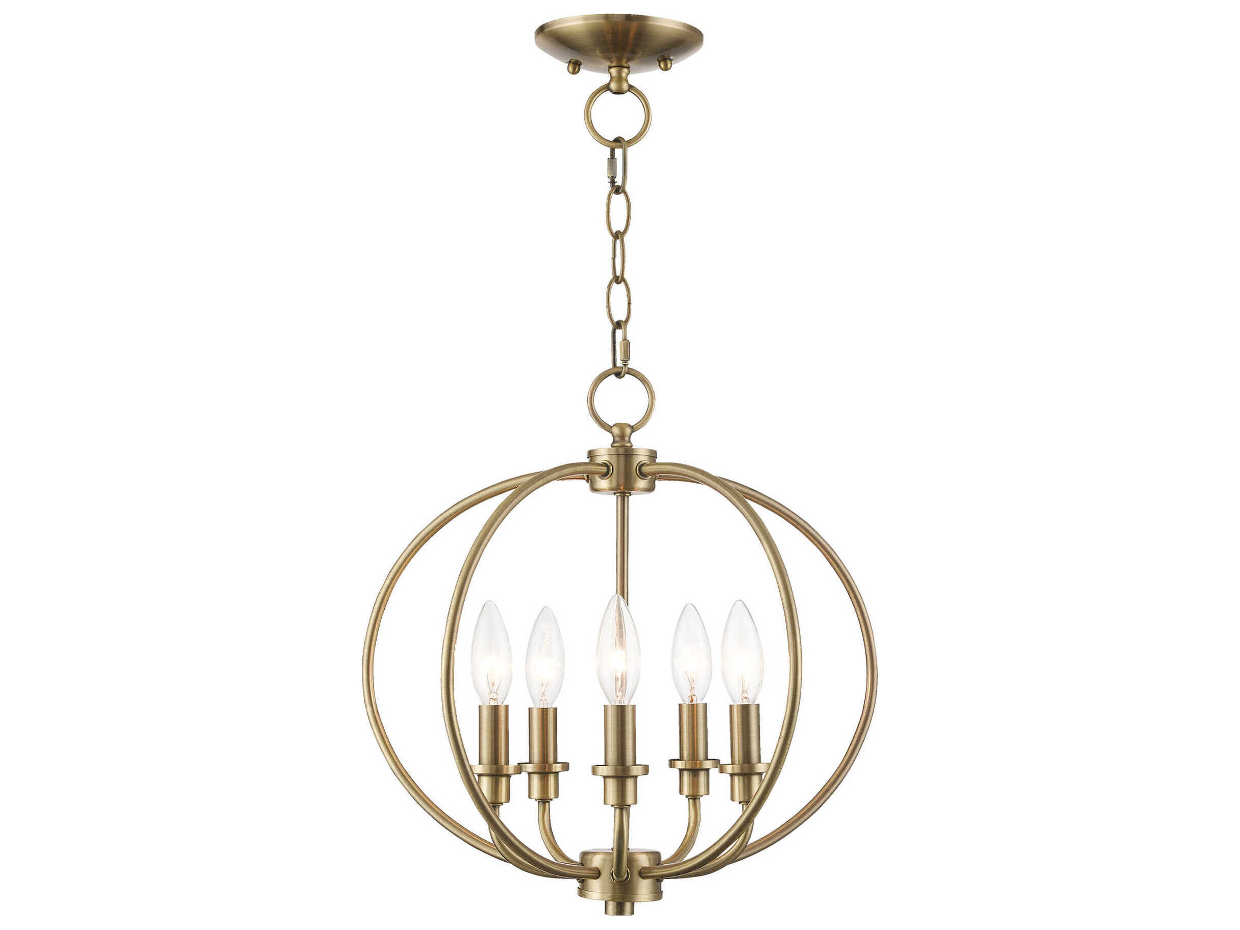 Livex Lighting Milania 5-Light Antique Brass Candelabra Lantern Chandelier