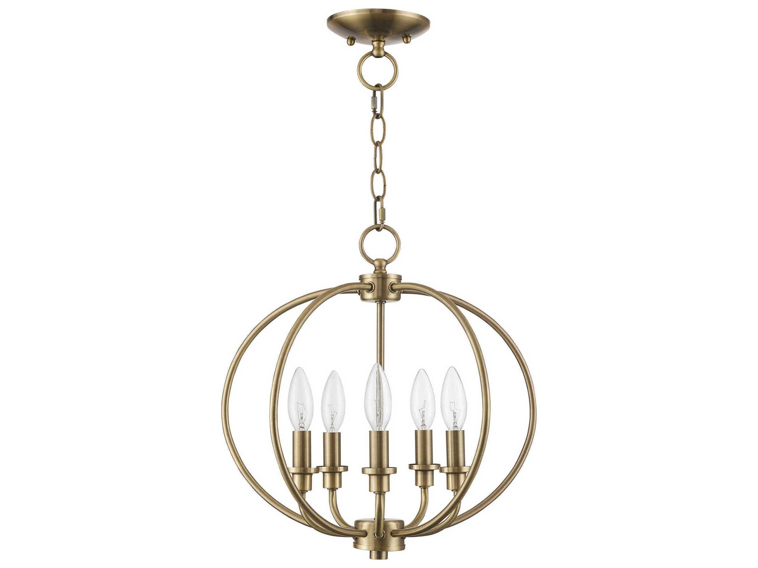 Livex Lighting Milania 5-Light Antique Brass Candelabra Lantern Chandelier