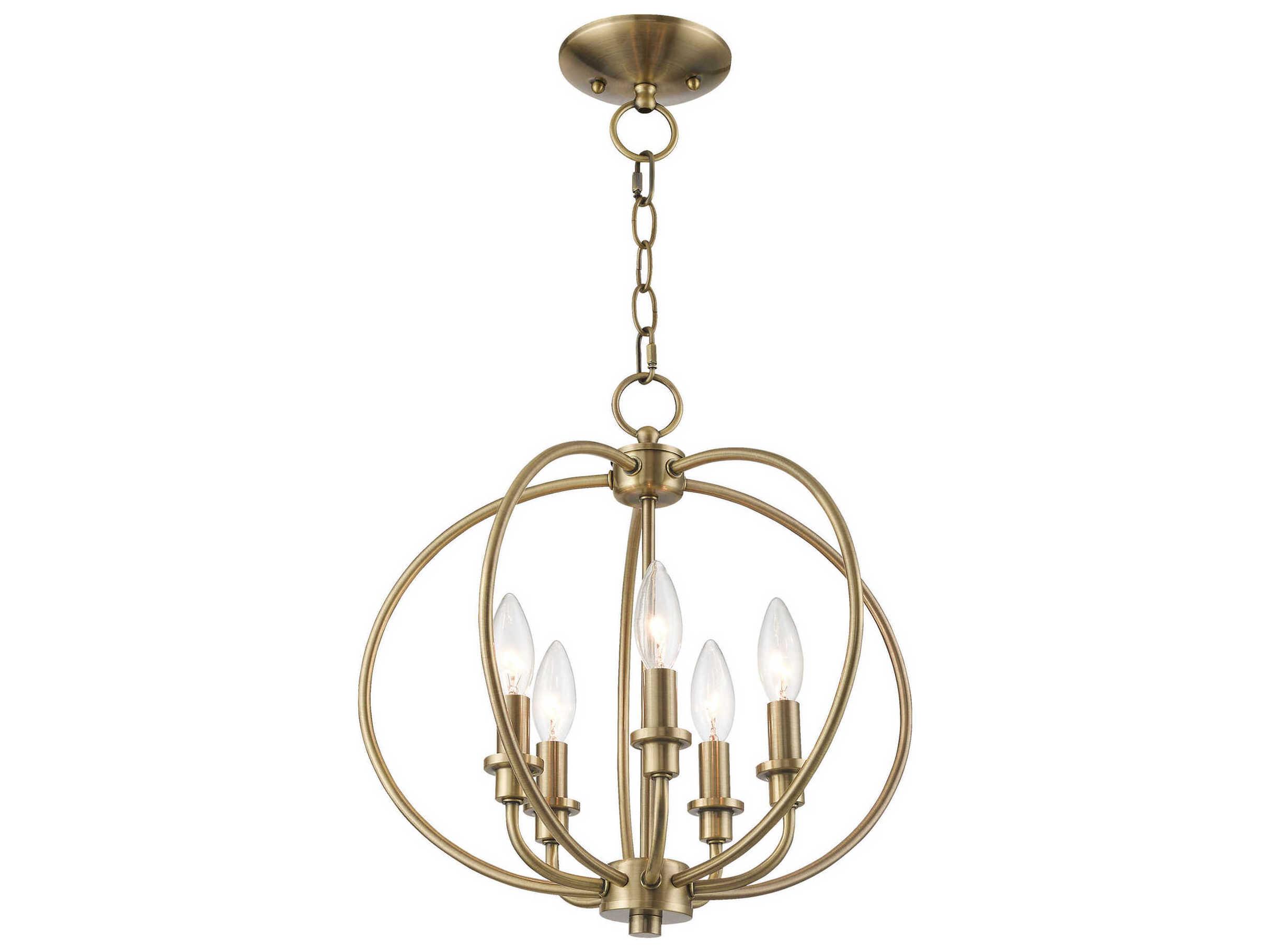 Livex Lighting Milania 5-Light Antique Brass Candelabra Lantern Chandelier