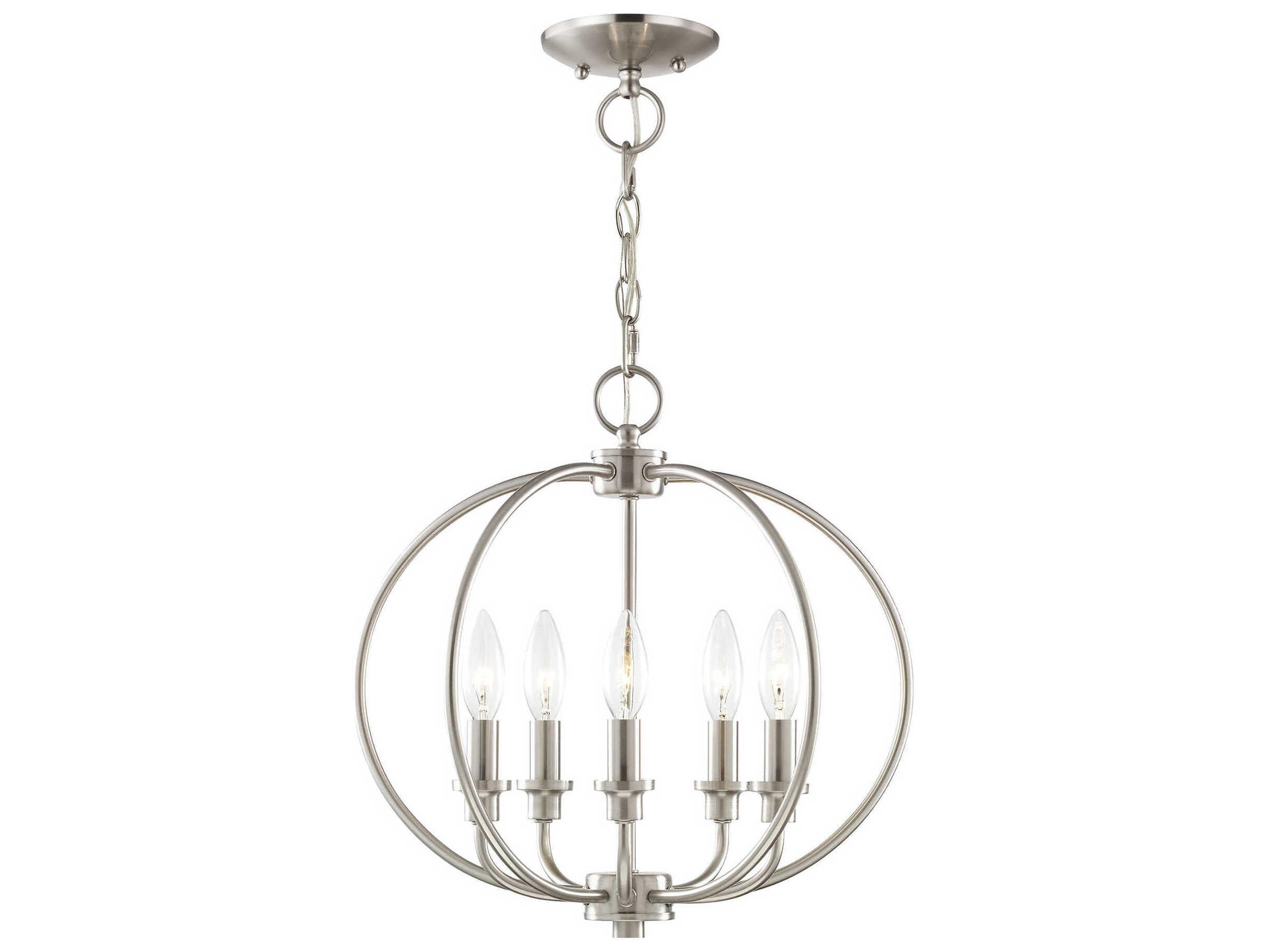 Livex Lighting Milania 5-Light Brushed Nickel Candelabra Lantern Chandelier
