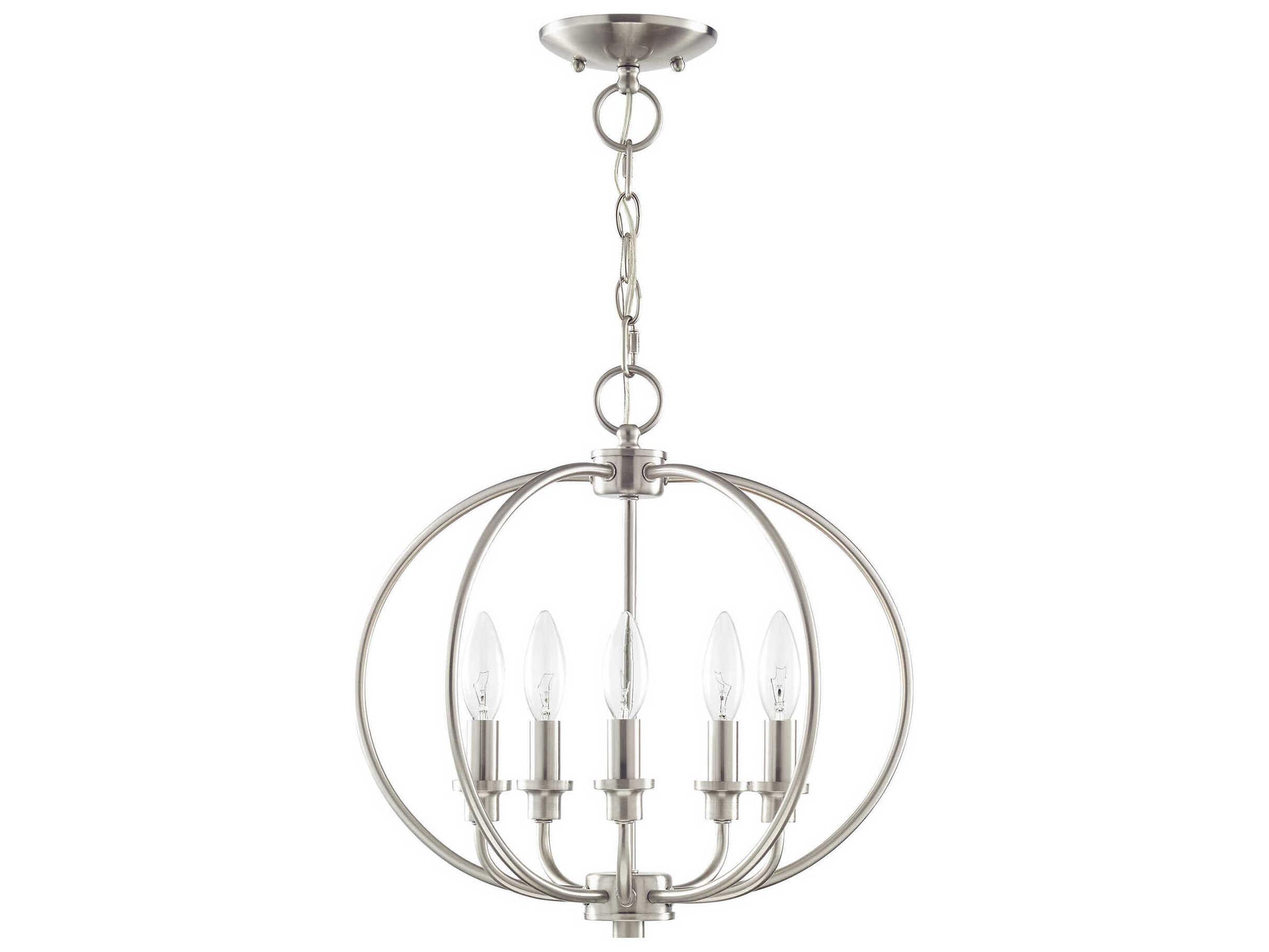 Livex Lighting Milania 5-Light Brushed Nickel Candelabra Lantern Chandelier