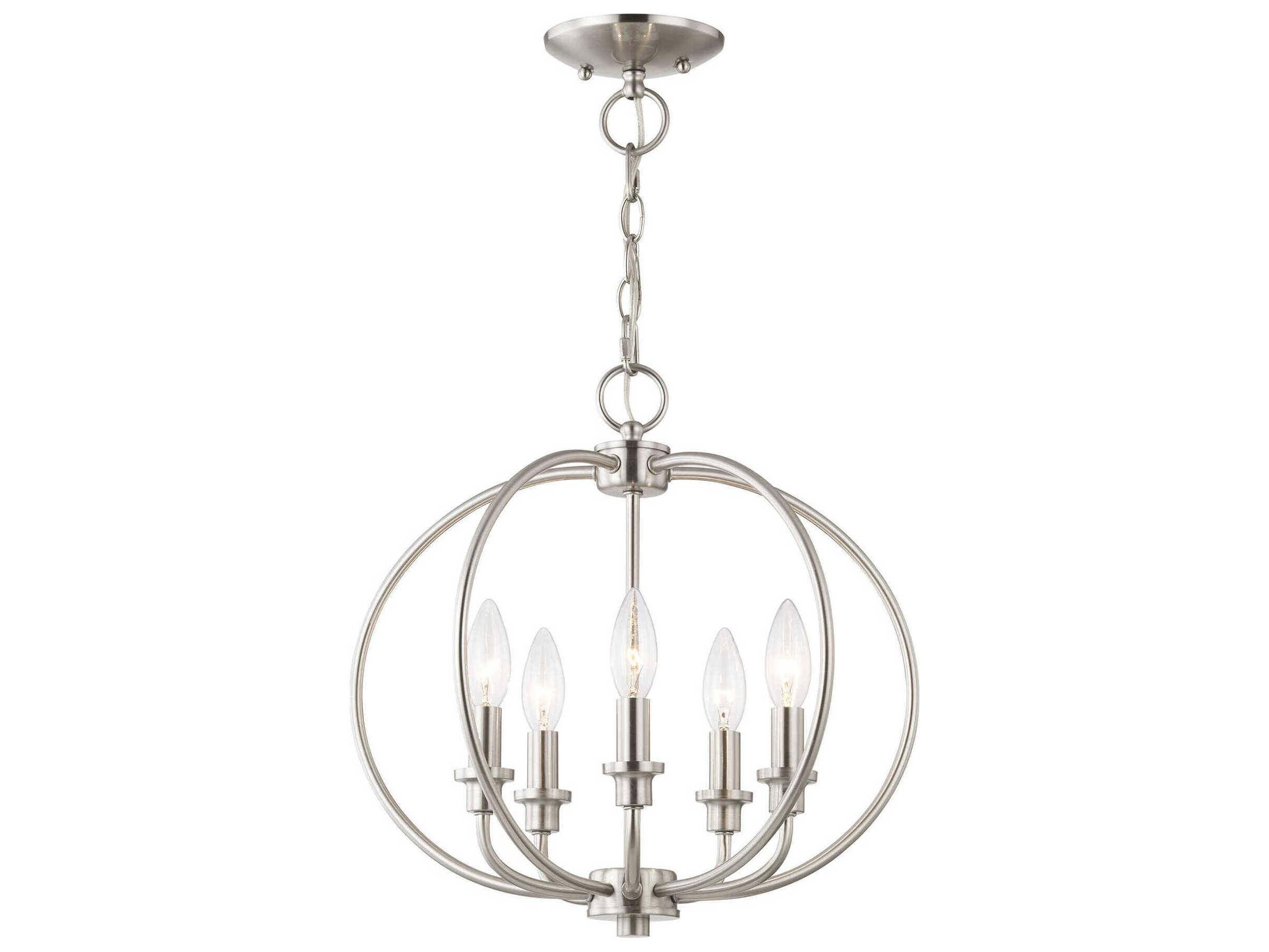 Livex Lighting Milania 5-Light Brushed Nickel Candelabra Lantern Chandelier