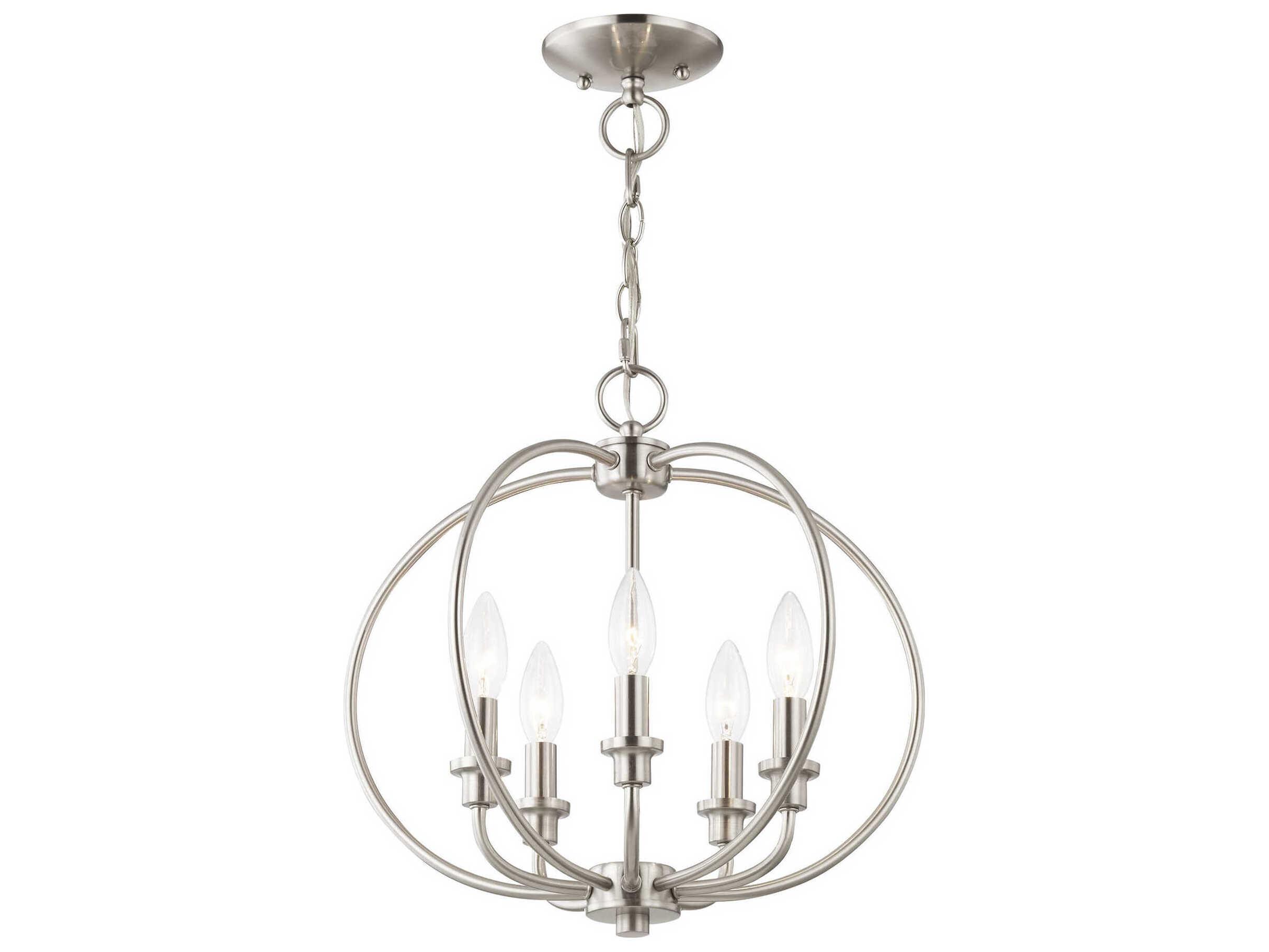 Livex Lighting Milania 5-Light Brushed Nickel Candelabra Lantern Chandelier