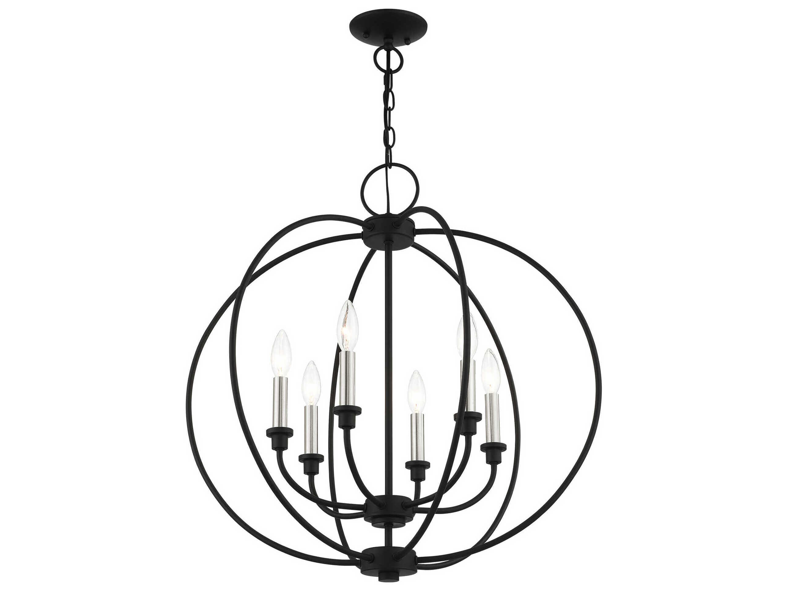 Livex Lighting Milania 6-Light Black Brushed Nickel Candelabra Chandelier