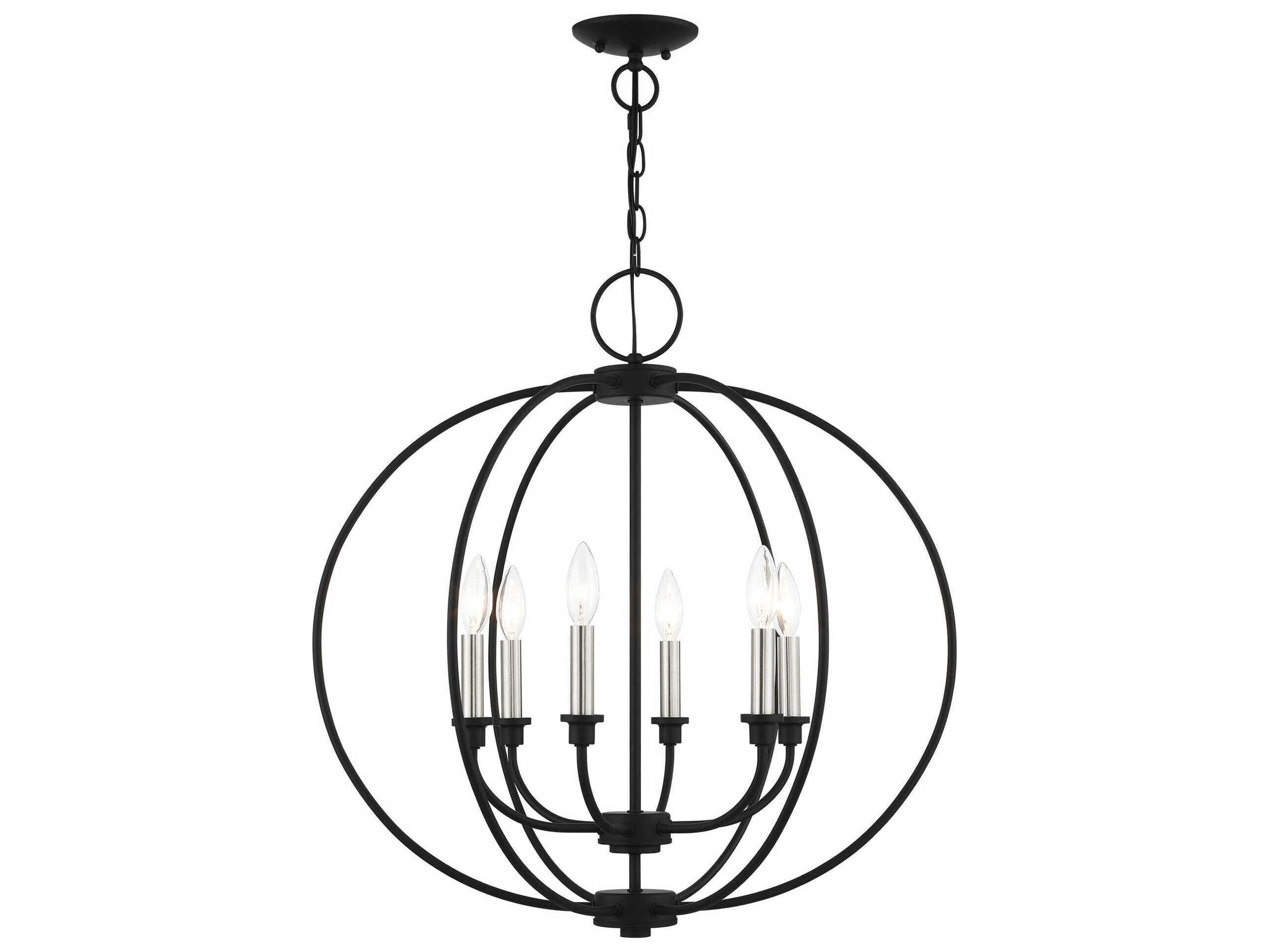 Livex Lighting Milania 6-Light Black Brushed Nickel Candelabra Chandelier