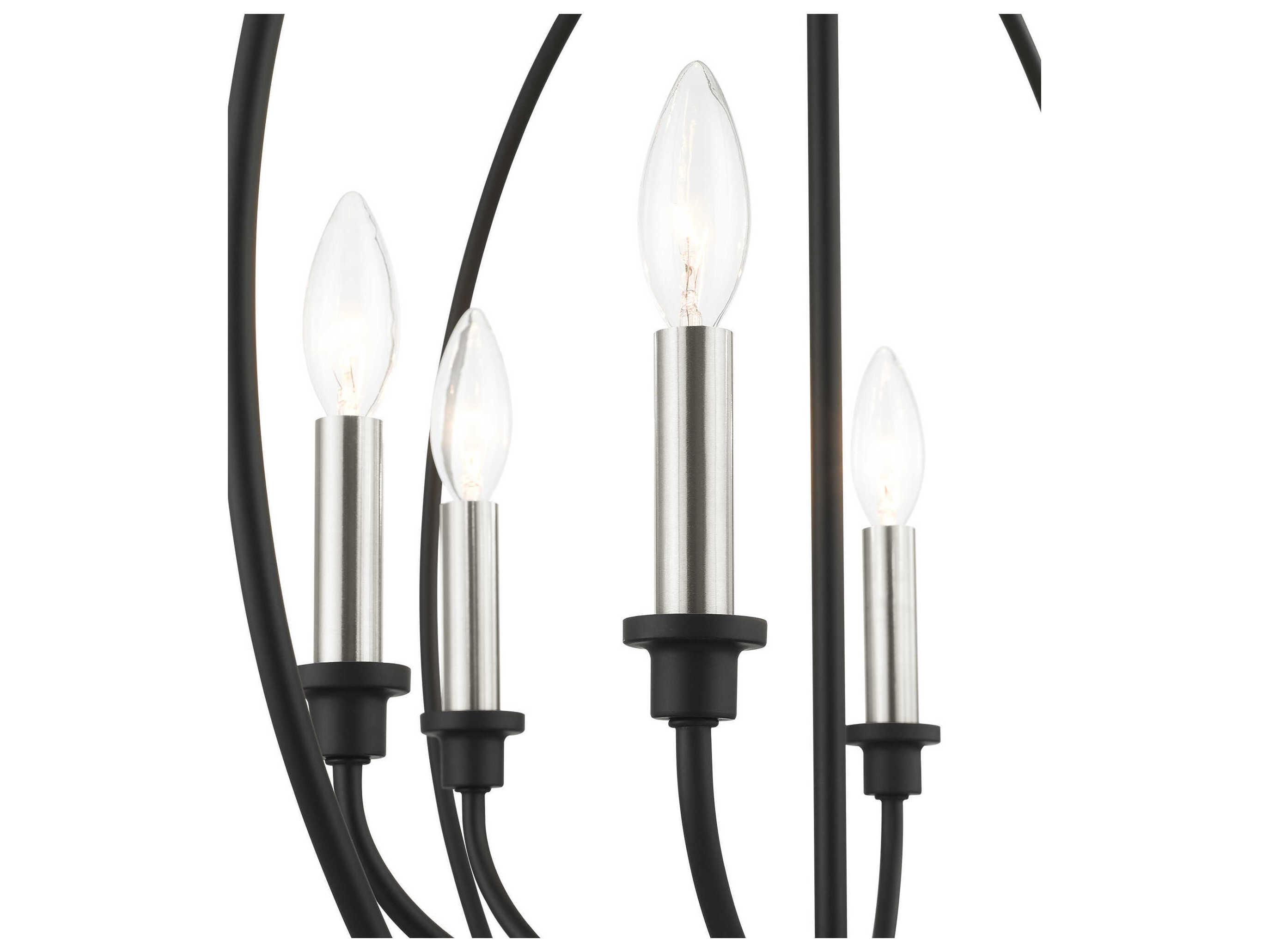 Livex Lighting Milania 6-Light Black Brushed Nickel Candelabra Chandelier