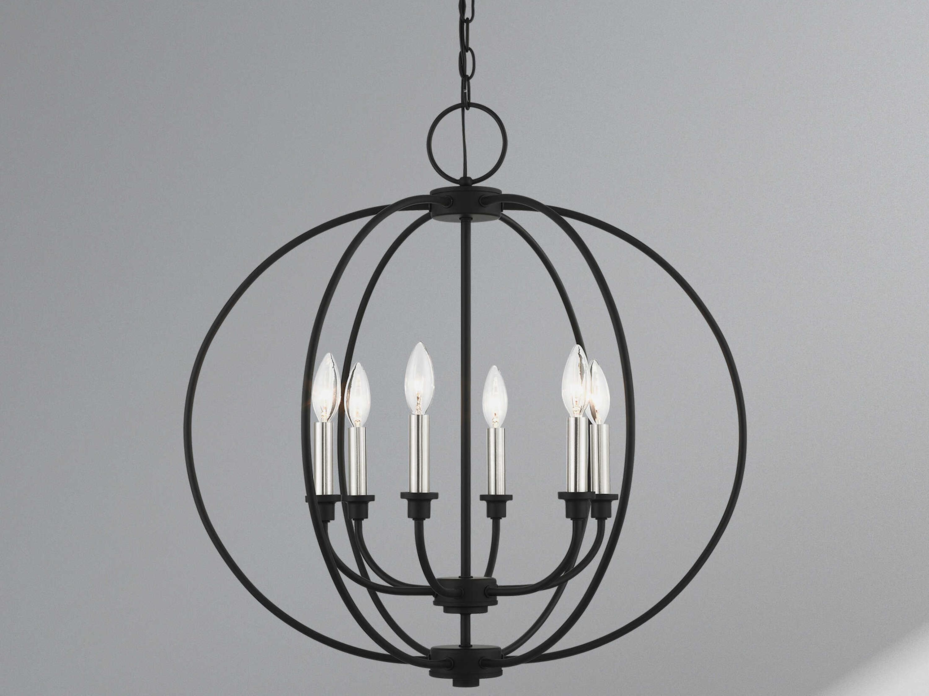 Livex Lighting Milania 6-Light Black Brushed Nickel Candelabra Chandelier