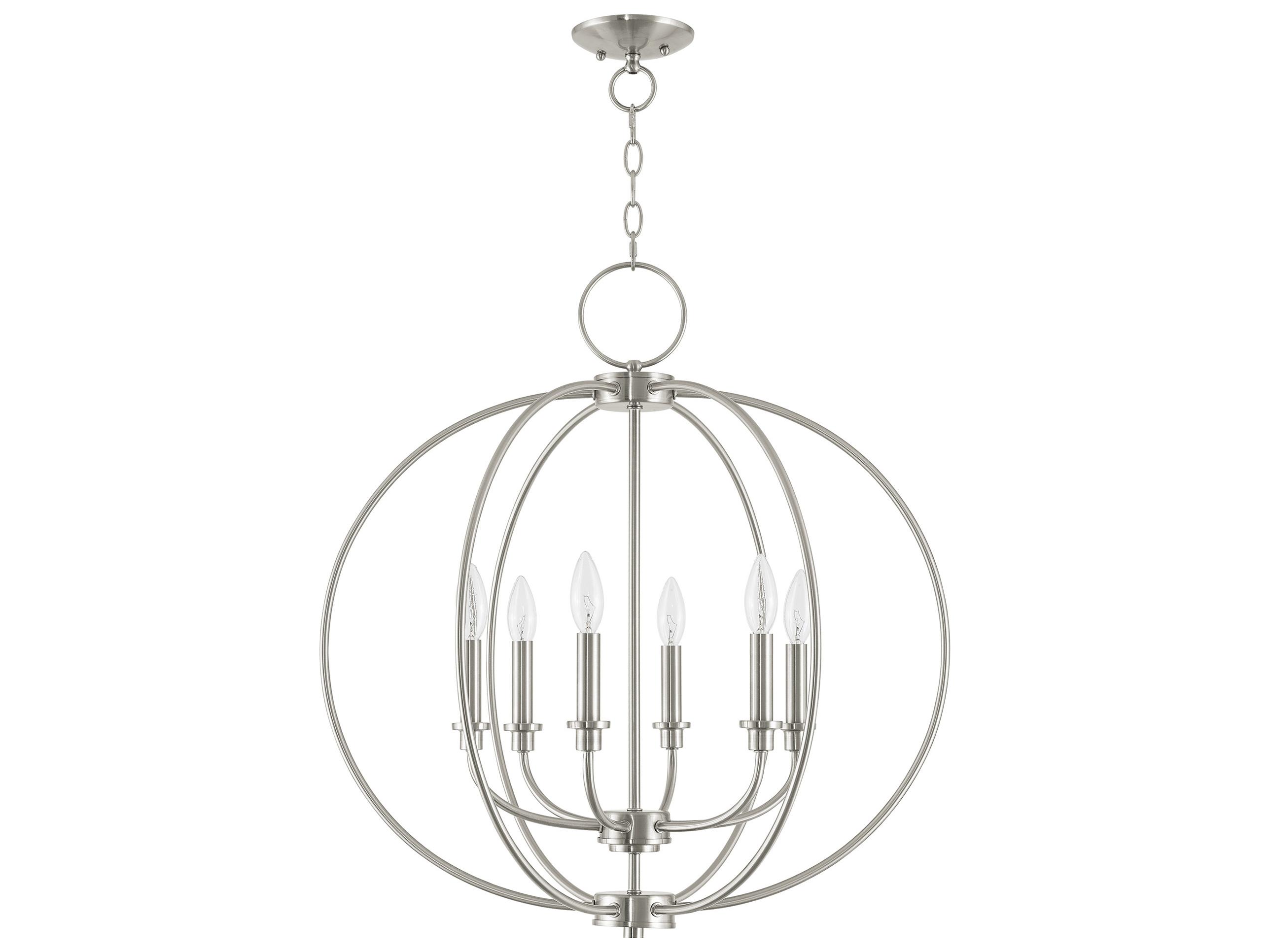 Livex Lighting Milania 6-Light Brushed Nickel Candelabra Round Chandelier