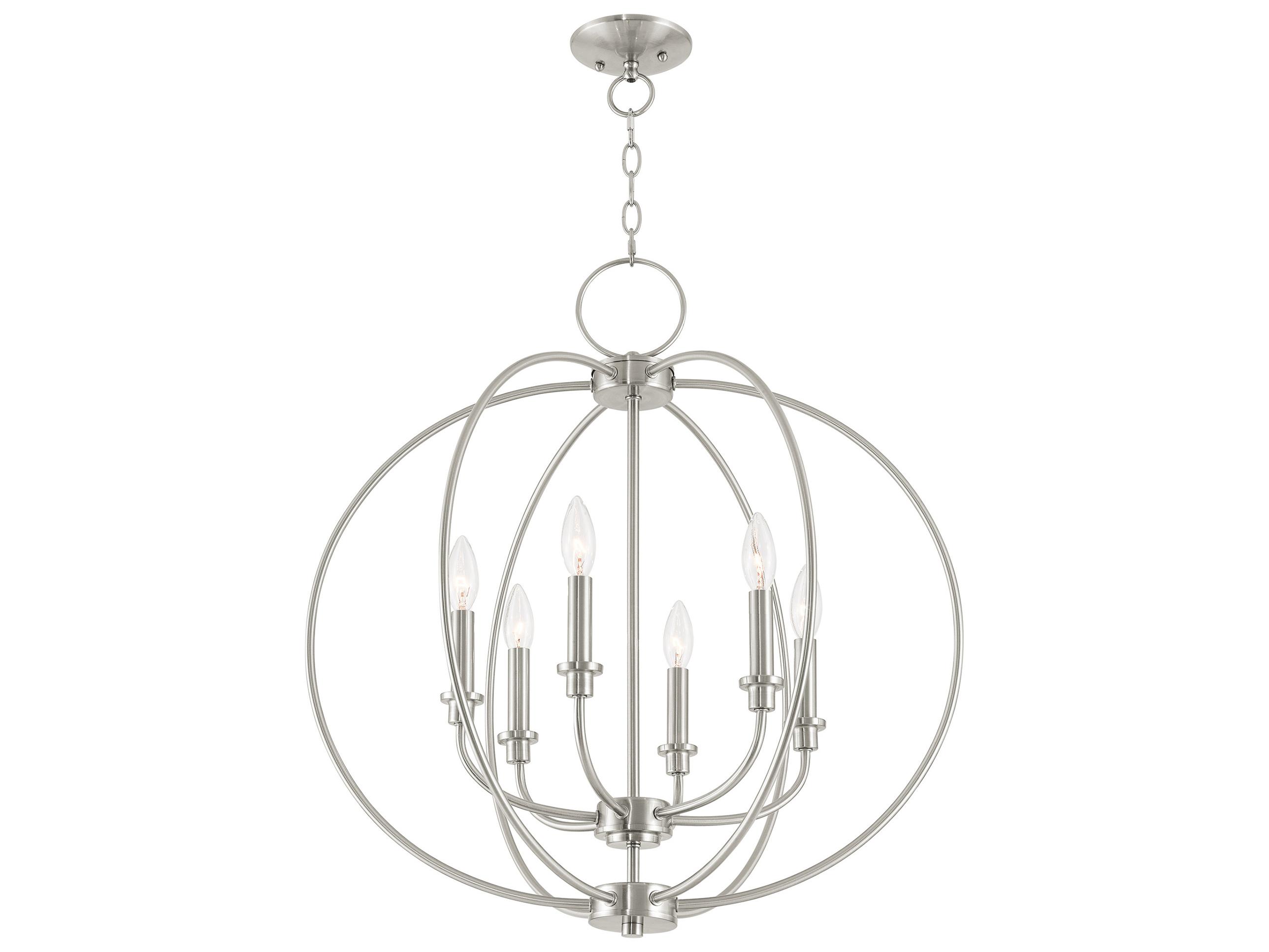 Livex Lighting Milania 6-Light Brushed Nickel Candelabra Round Chandelier
