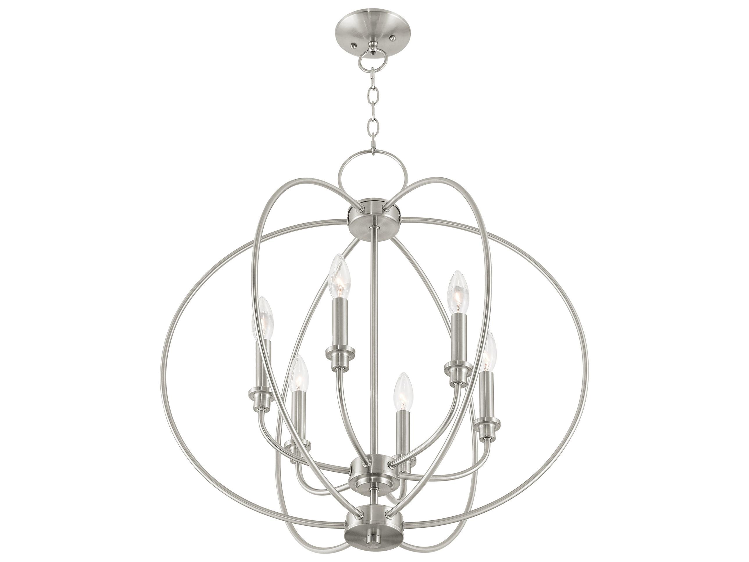 Livex Lighting Milania 6-Light Brushed Nickel Candelabra Round Chandelier