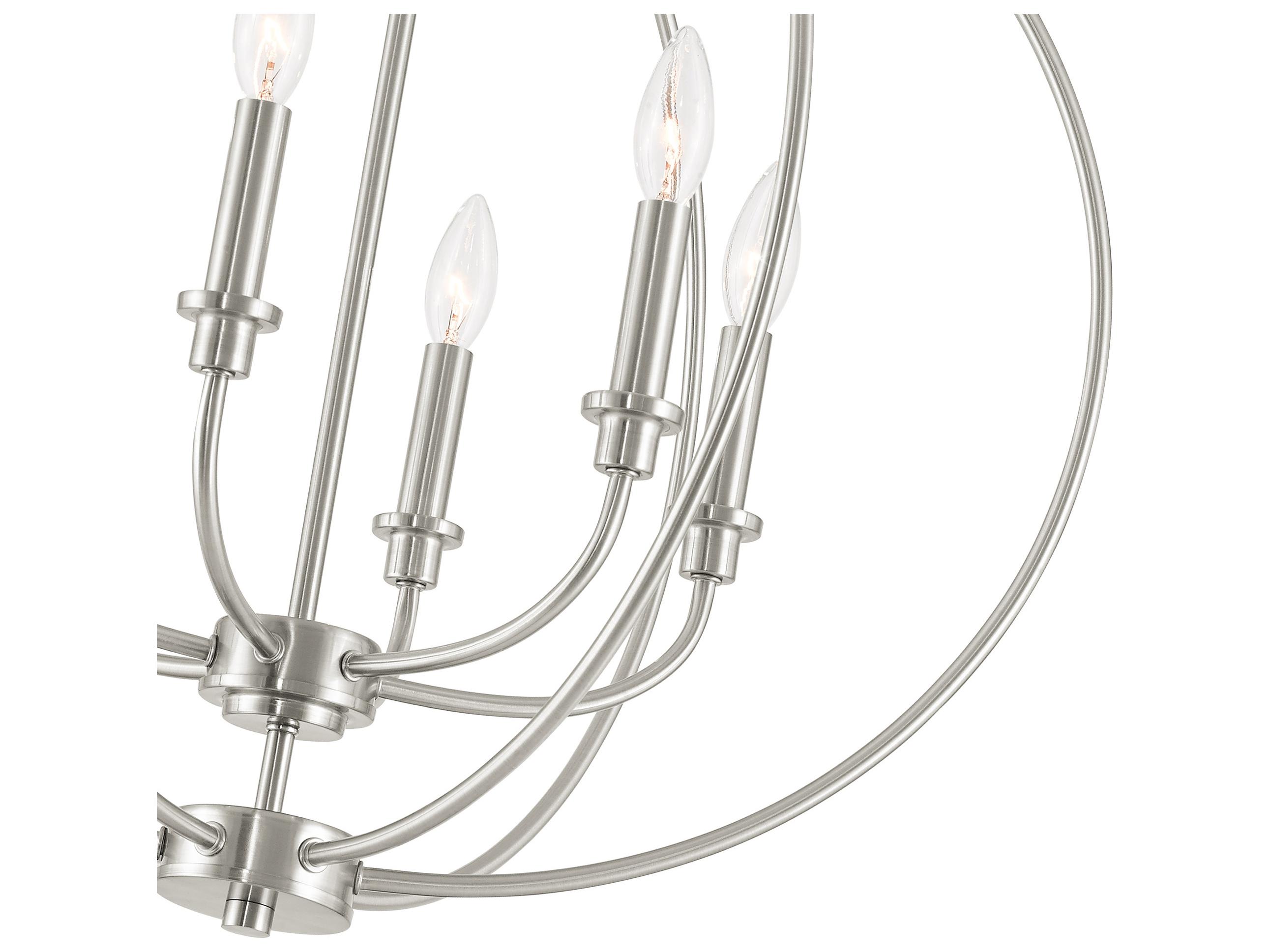 Livex Lighting Milania 6-Light Brushed Nickel Candelabra Round Chandelier