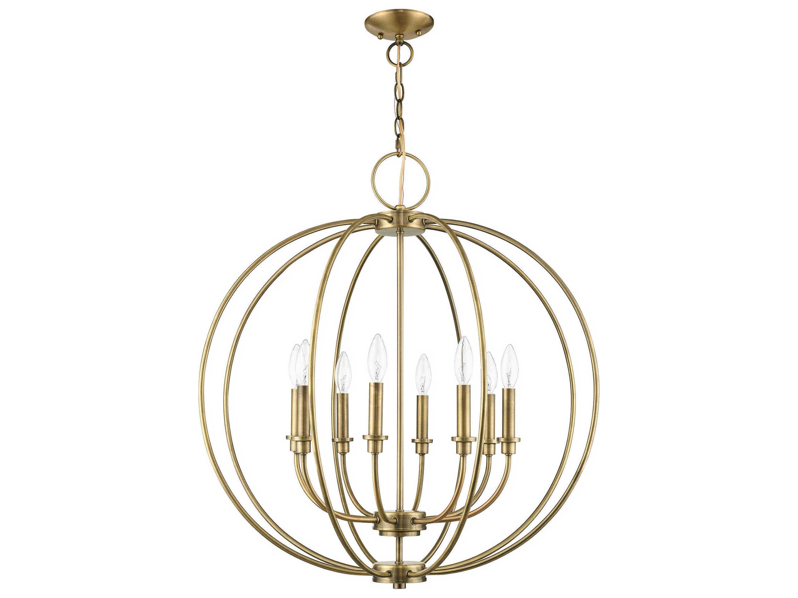 Livex Lighting Milania 8-Light Antique Brass Candelabra Chandelier
