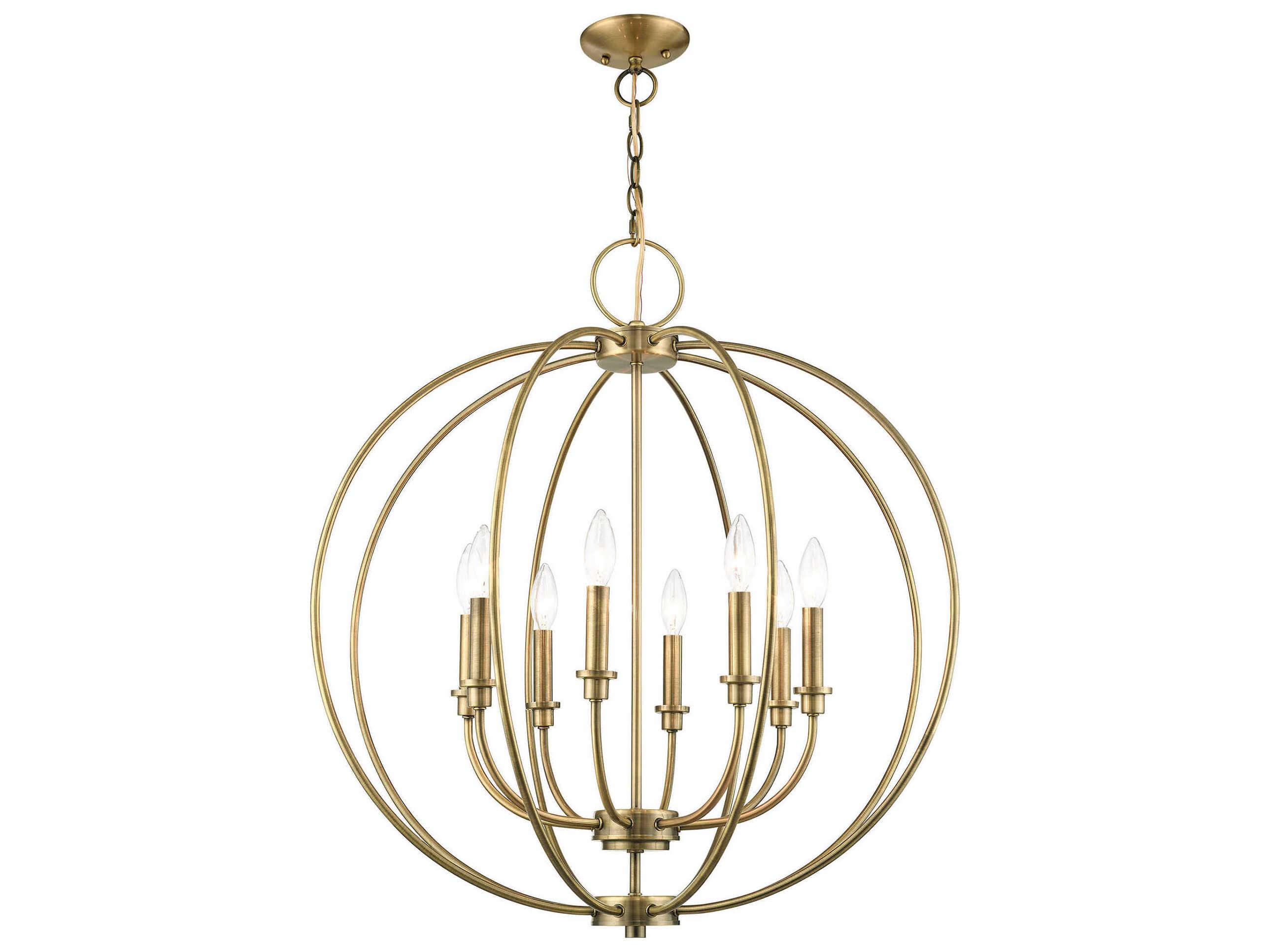 Livex Lighting Milania 8-Light Antique Brass Candelabra Chandelier