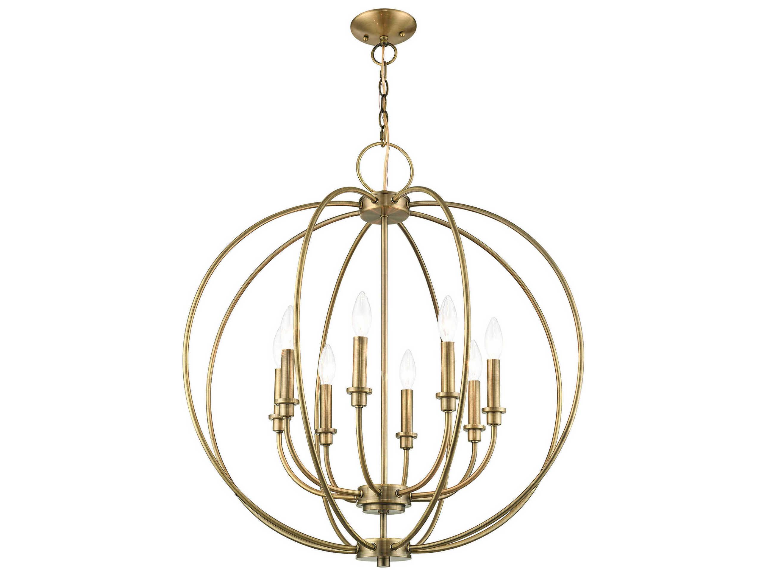 Livex Lighting Milania 8-Light Antique Brass Candelabra Chandelier