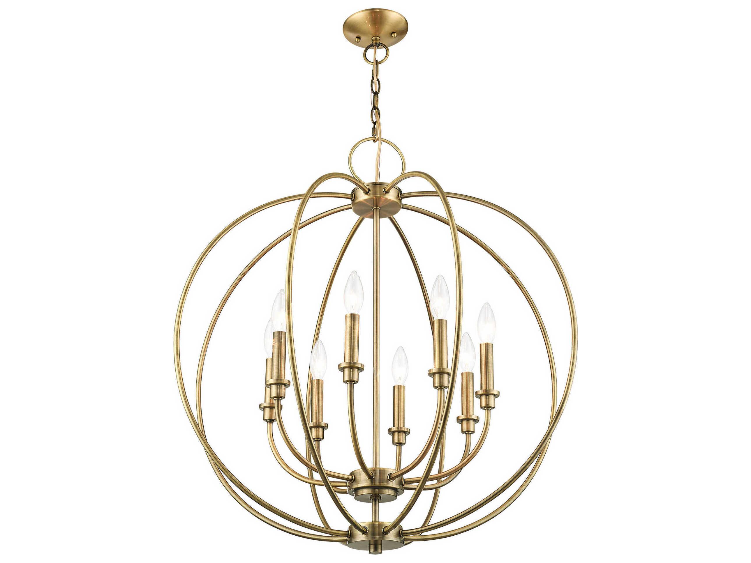 Livex Lighting Milania 8-Light Antique Brass Candelabra Chandelier